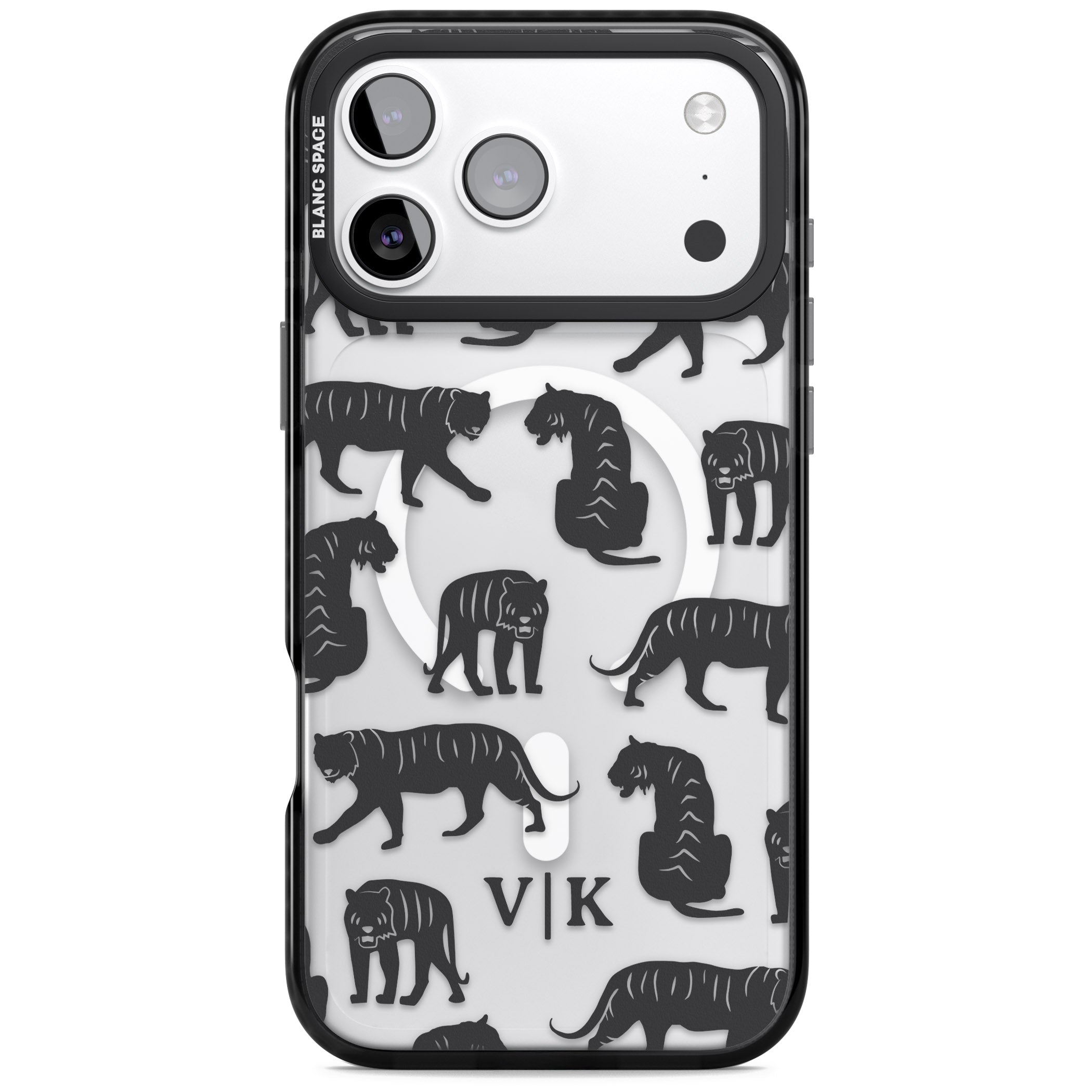 Personalised Tiger Silhouettes iPhone 17 Pro Impact Pro Black Phone Case
