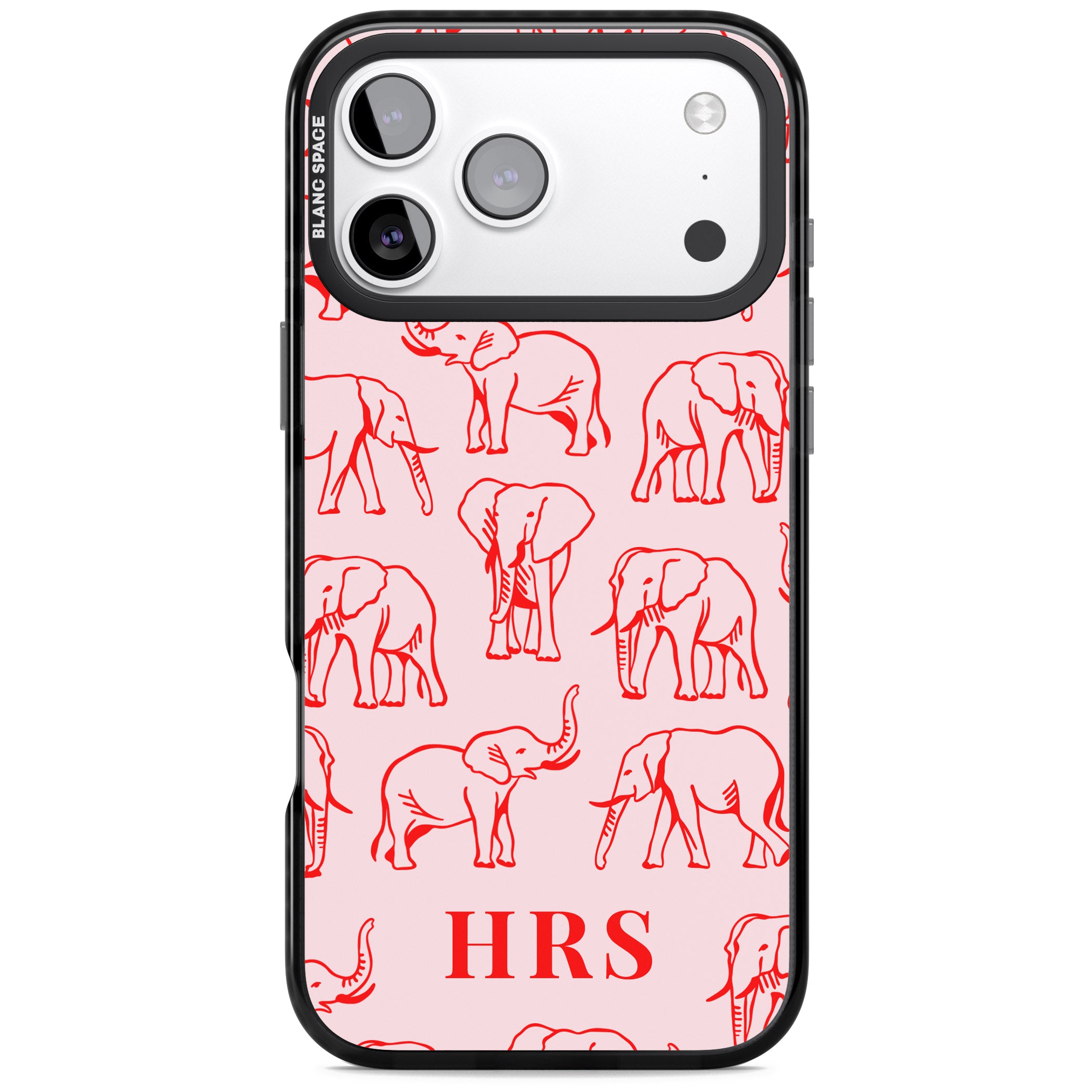 Personalised Red Elephant Outline iPhone 17 Pro Impact Pro Black Phone Case