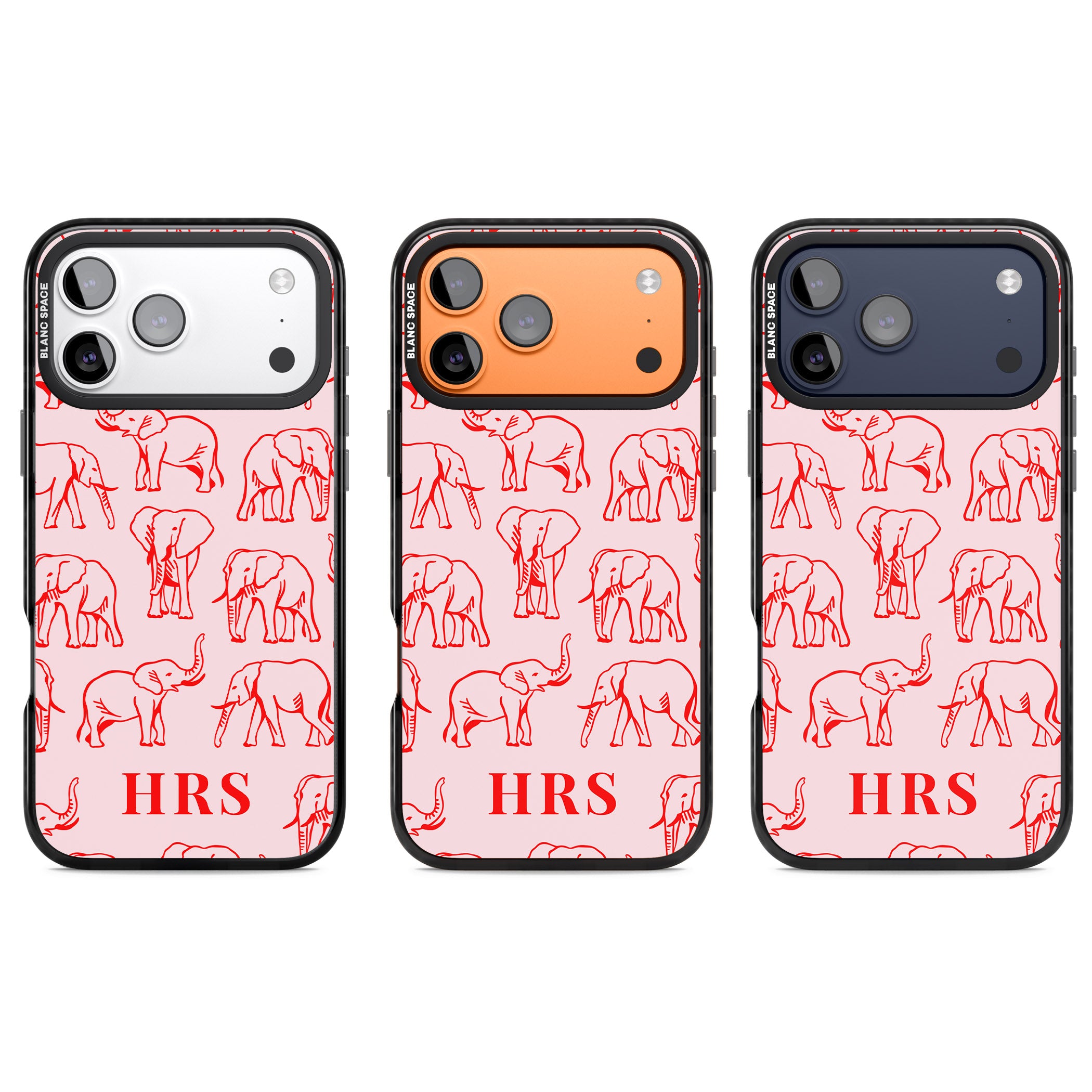 Personalised Red Elephant Outline iPhone 17 Pro Impact Pro Black Phone Case APT Impact Protection