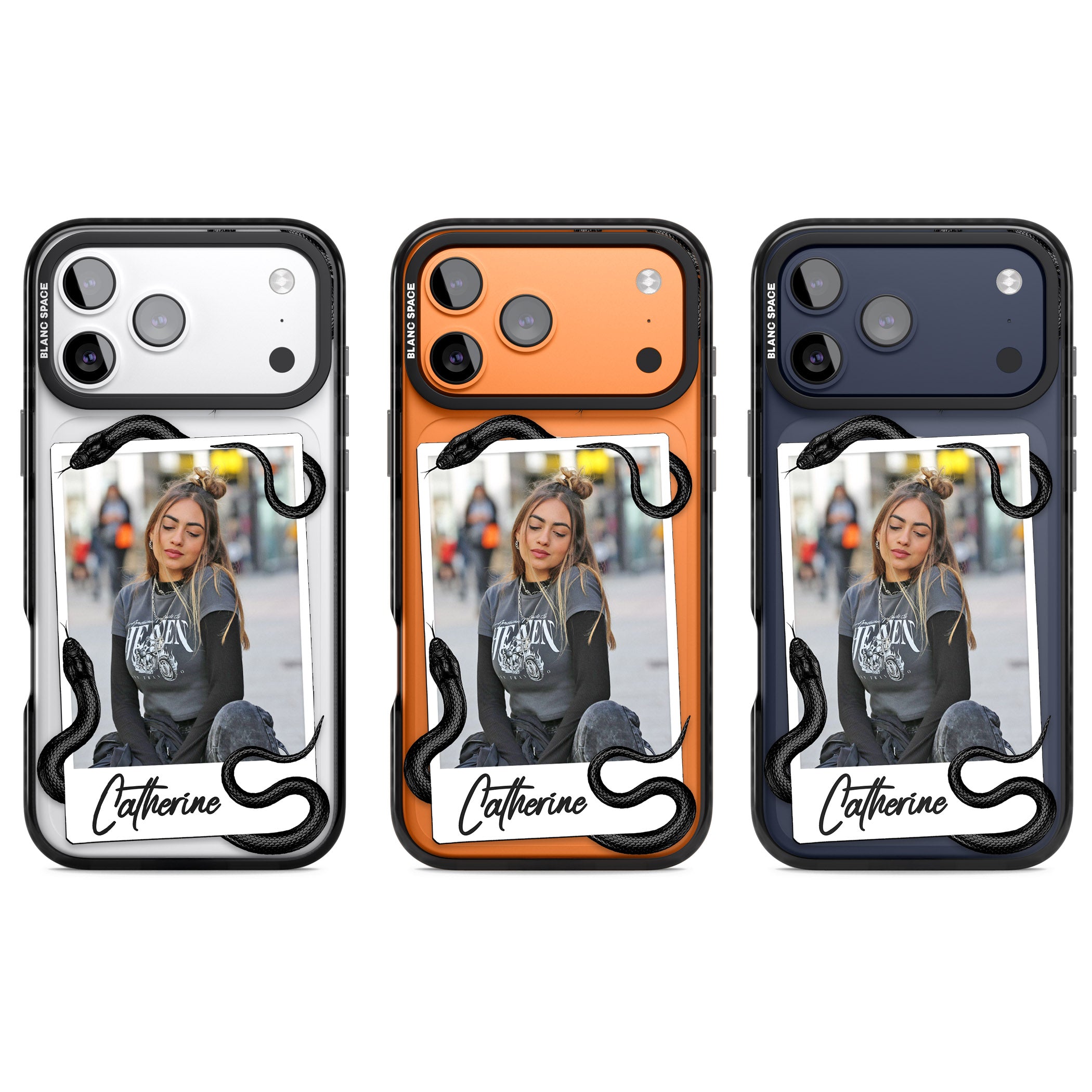 Personalised Snake Instant Photo iPhone 17 Pro Impact Pro Black Phone Case APT Impact Protection