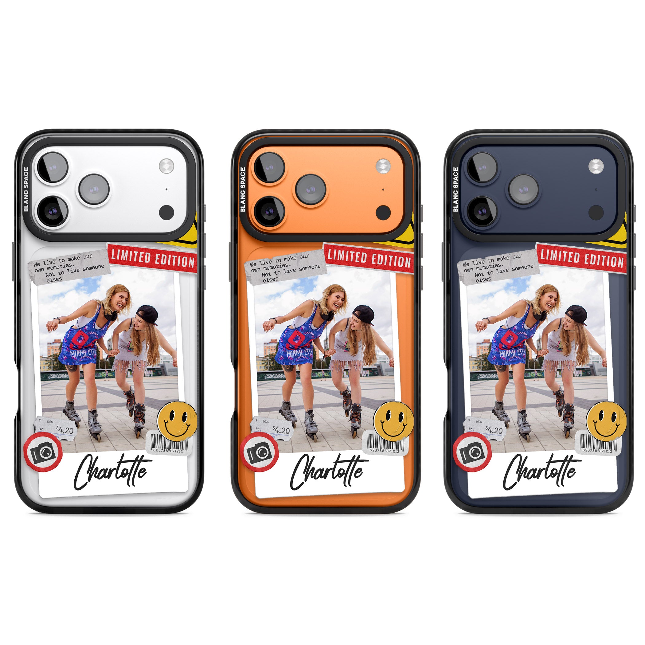 Personalised Sticker Mix Instant Photo iPhone 17 Pro Impact Pro Black Phone Case APT Impact Protection