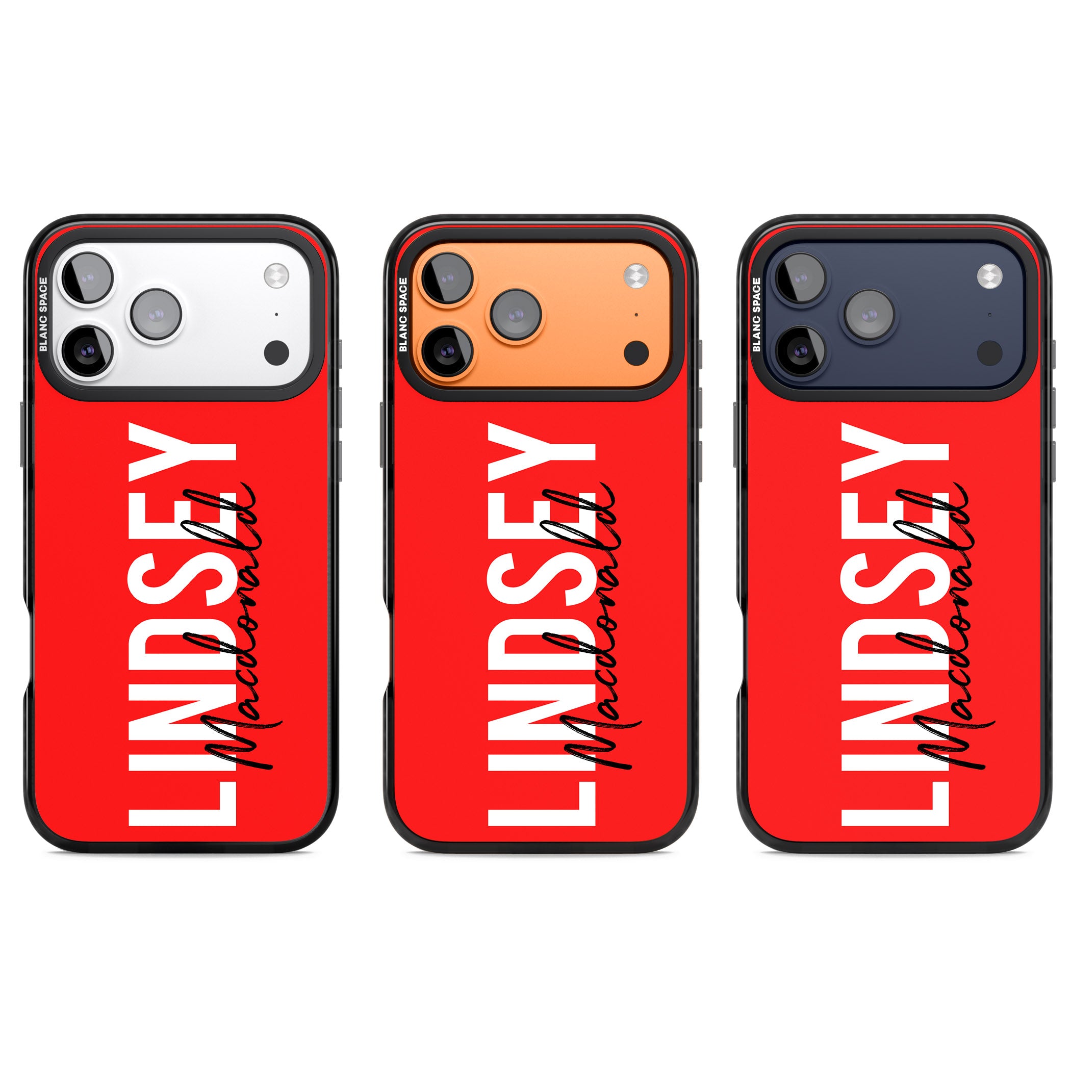 Personalised Bold Name: Red iPhone 17 Pro Impact Pro Black Phone Case APT Impact Protection