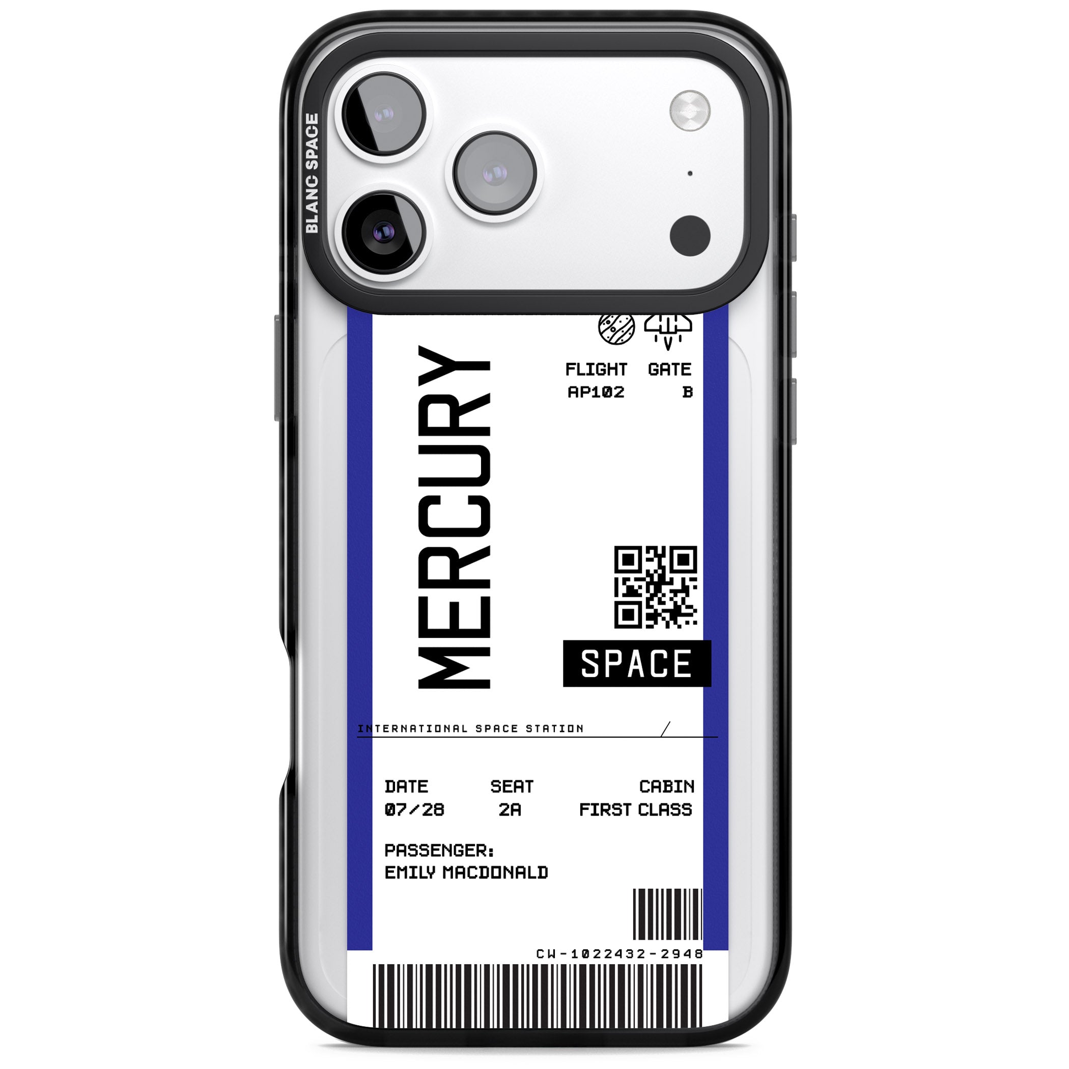 Personalised Mercury Travel Ticket iPhone 17 Pro Impact Pro Black Phone Case