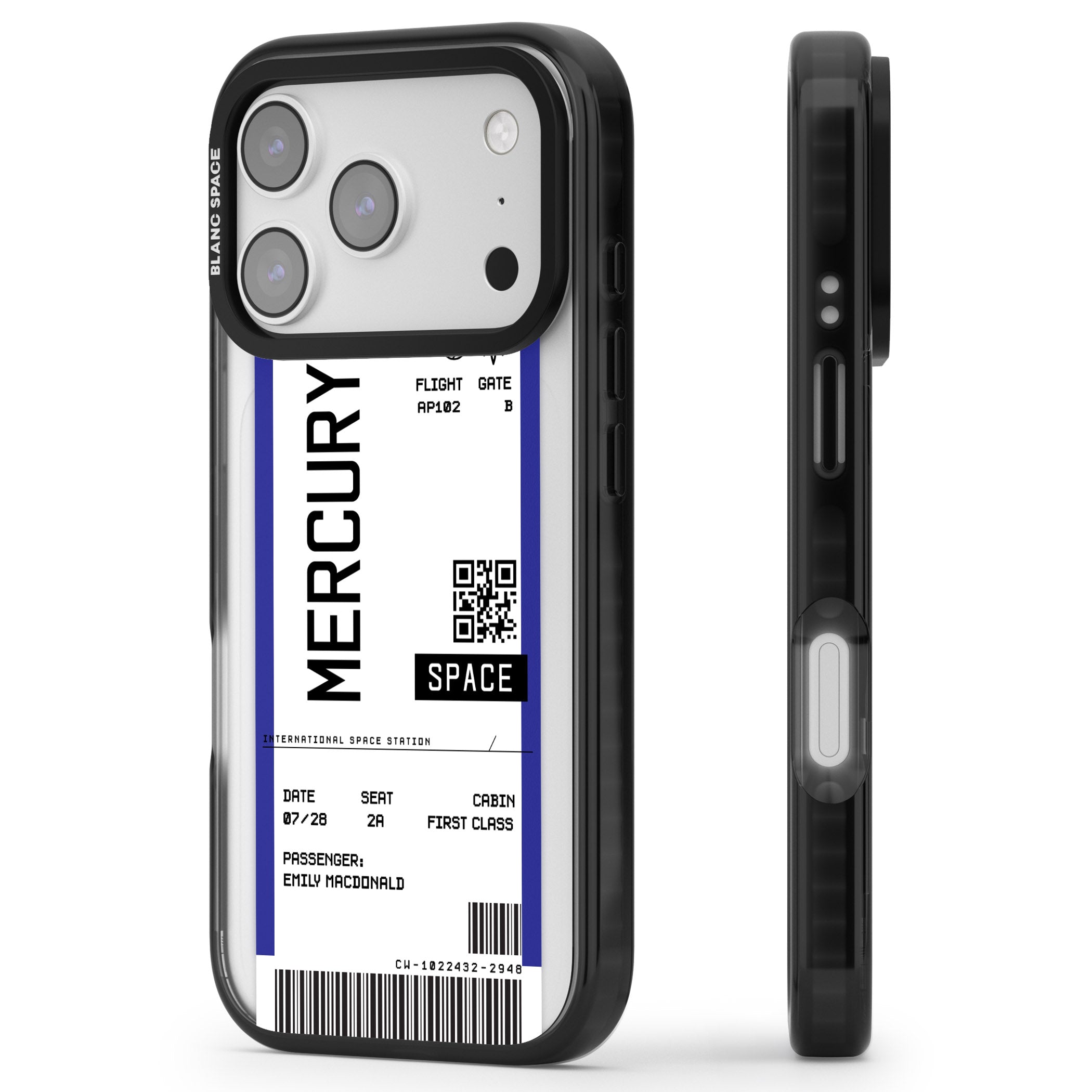 Personalised Mercury Travel Ticket iPhone 17 Pro Impact Pro Black Phone Case Side Profile