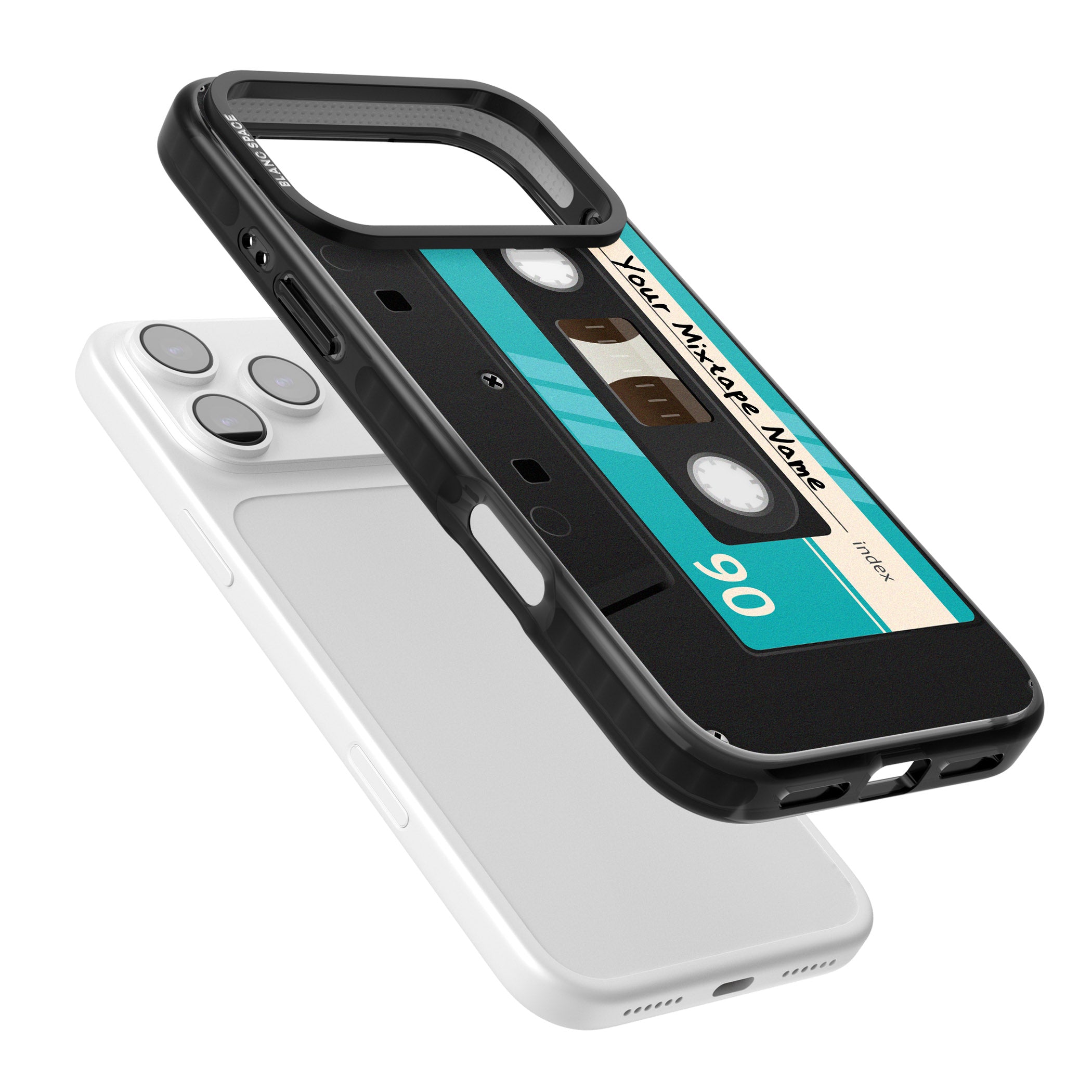 Personalised Retro Mixtape Dark iPhone 17 Pro Impact Pro Black Phone Case Colours