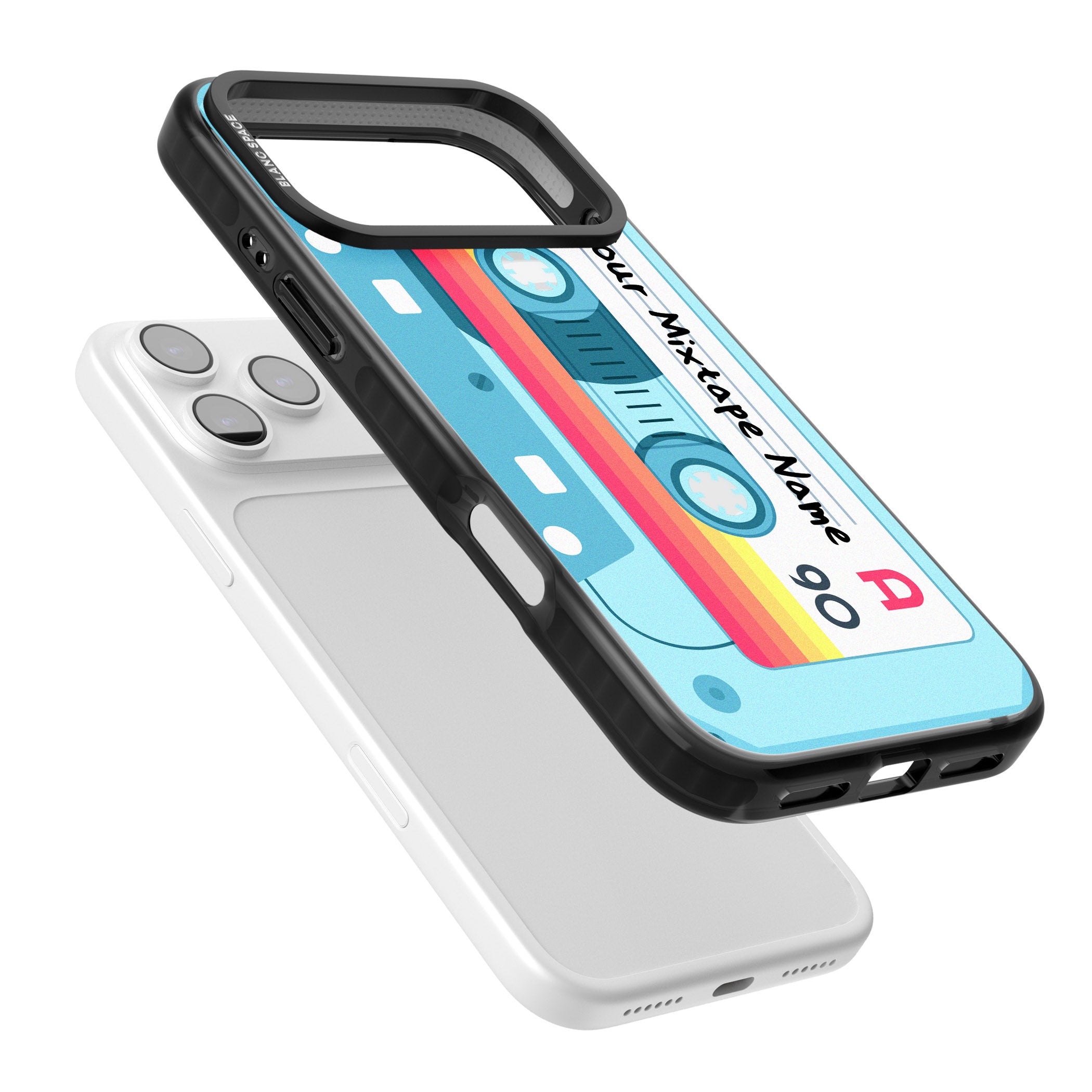 Personalised Retro Mixtape Sporty iPhone 17 Pro Impact Pro Black Phone Case Colours