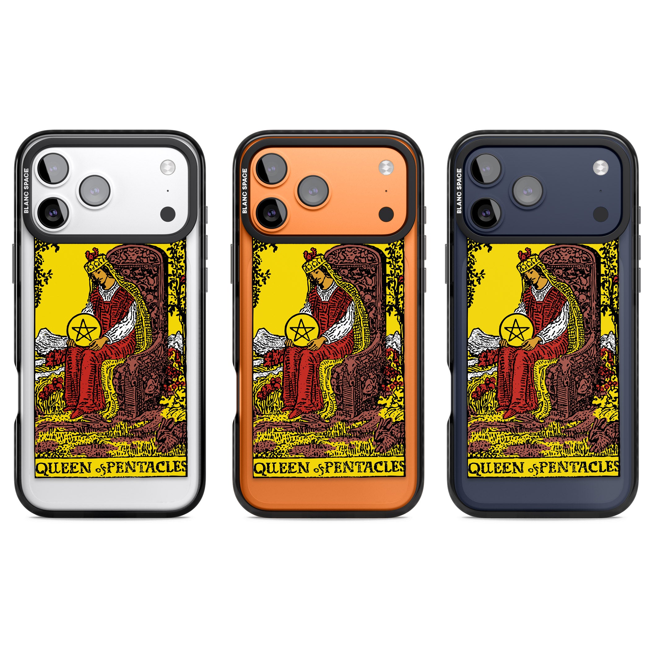 Personalised Queen Of Pentacles Tarot Card (Color) iPhone 17 Pro Impact Pro Black Phone Case APT Impact Protection