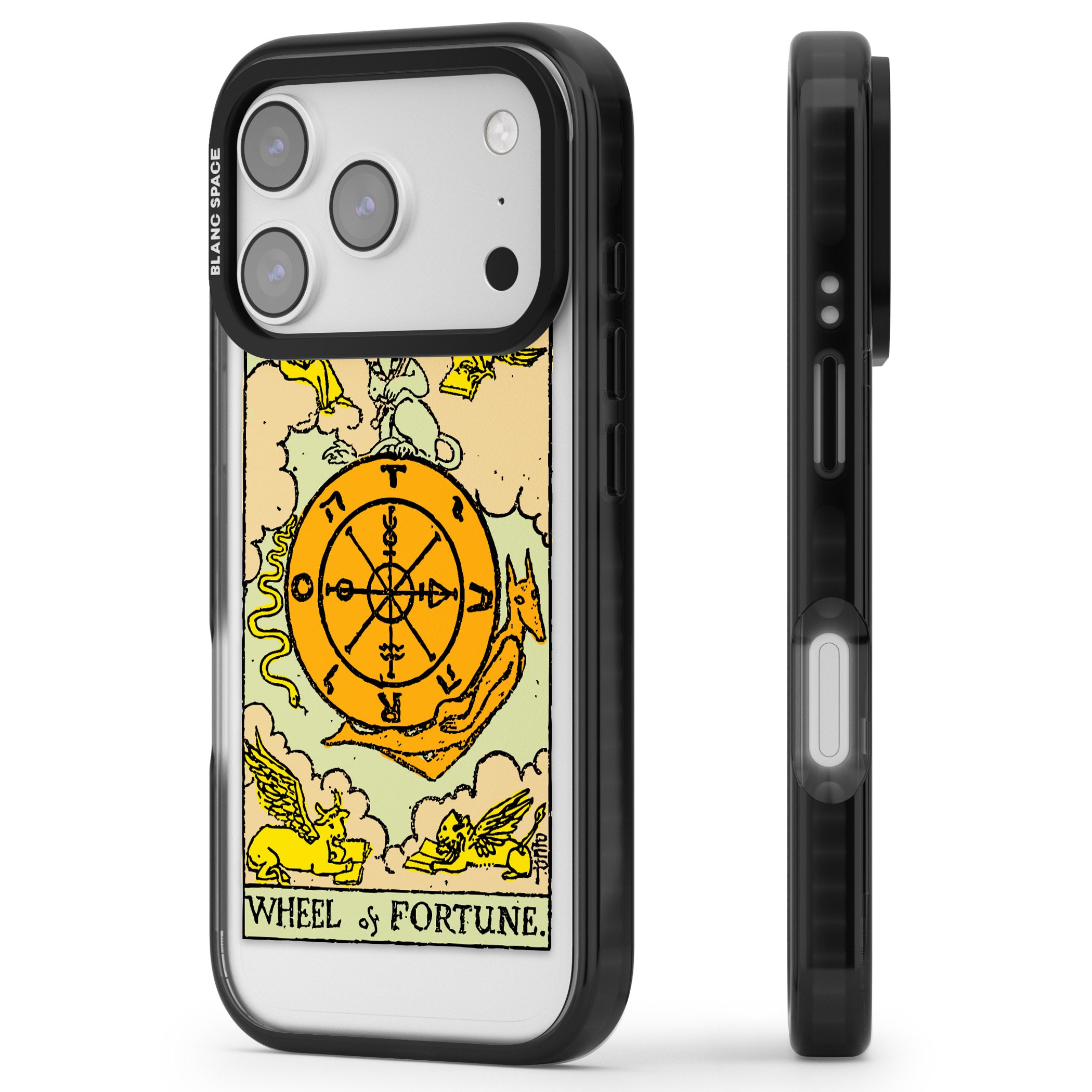 Personalised Wheel Of Fortune Tarot Card (Color) iPhone 17 Pro Impact Pro Black Phone Case Side Profile