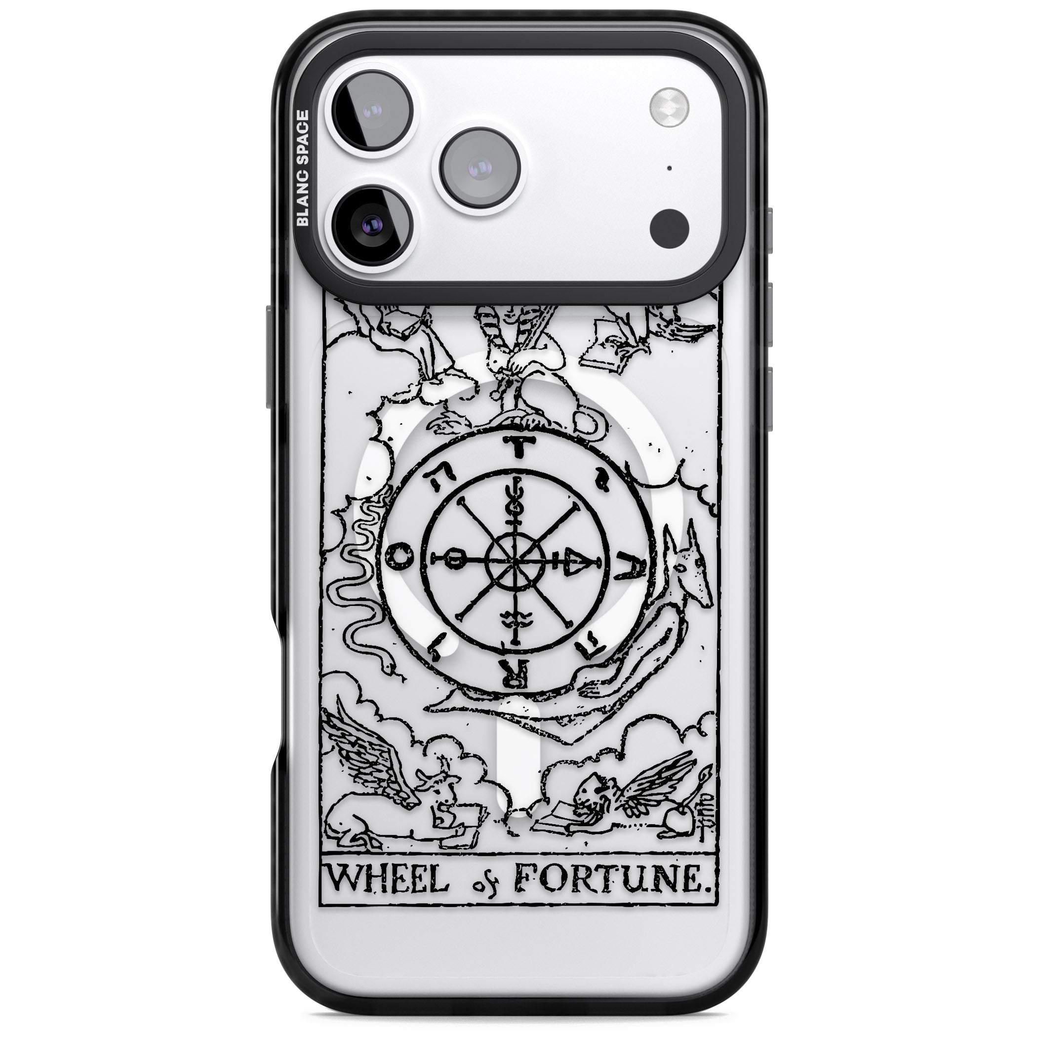 Personalised Wheel Of Fortune Tarot Transparent iPhone 17 Pro Impact Pro Black Phone Case