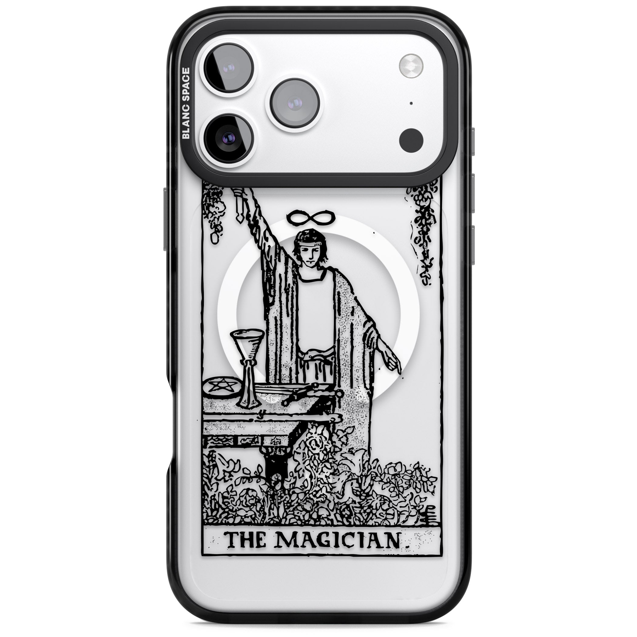 Personalised The Magician Tarot Transparent iPhone 17 Pro Impact Pro Black Phone Case