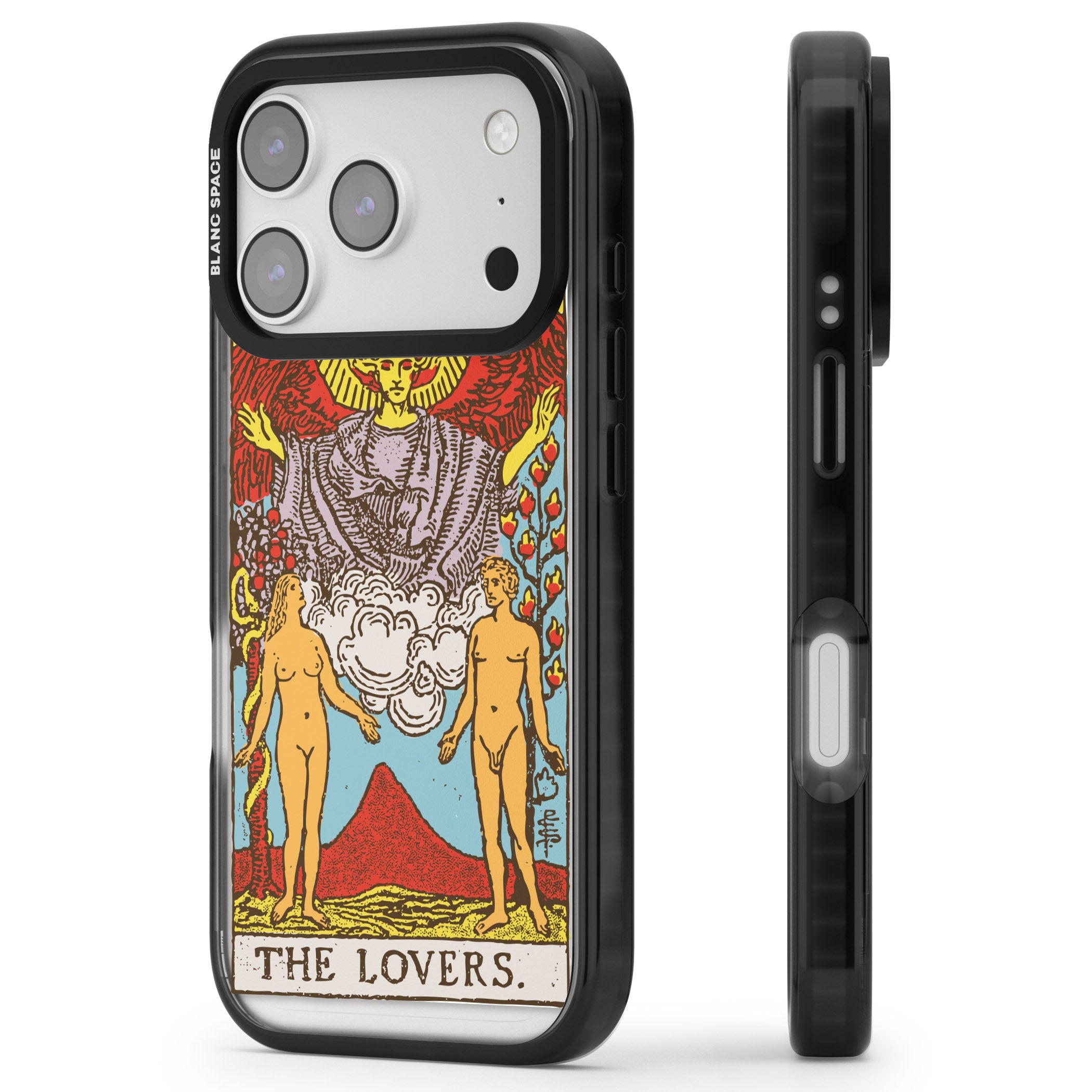 Personalised The Lovers Tarot Card (Color) iPhone 17 Pro Impact Pro Black Phone Case Side Profile