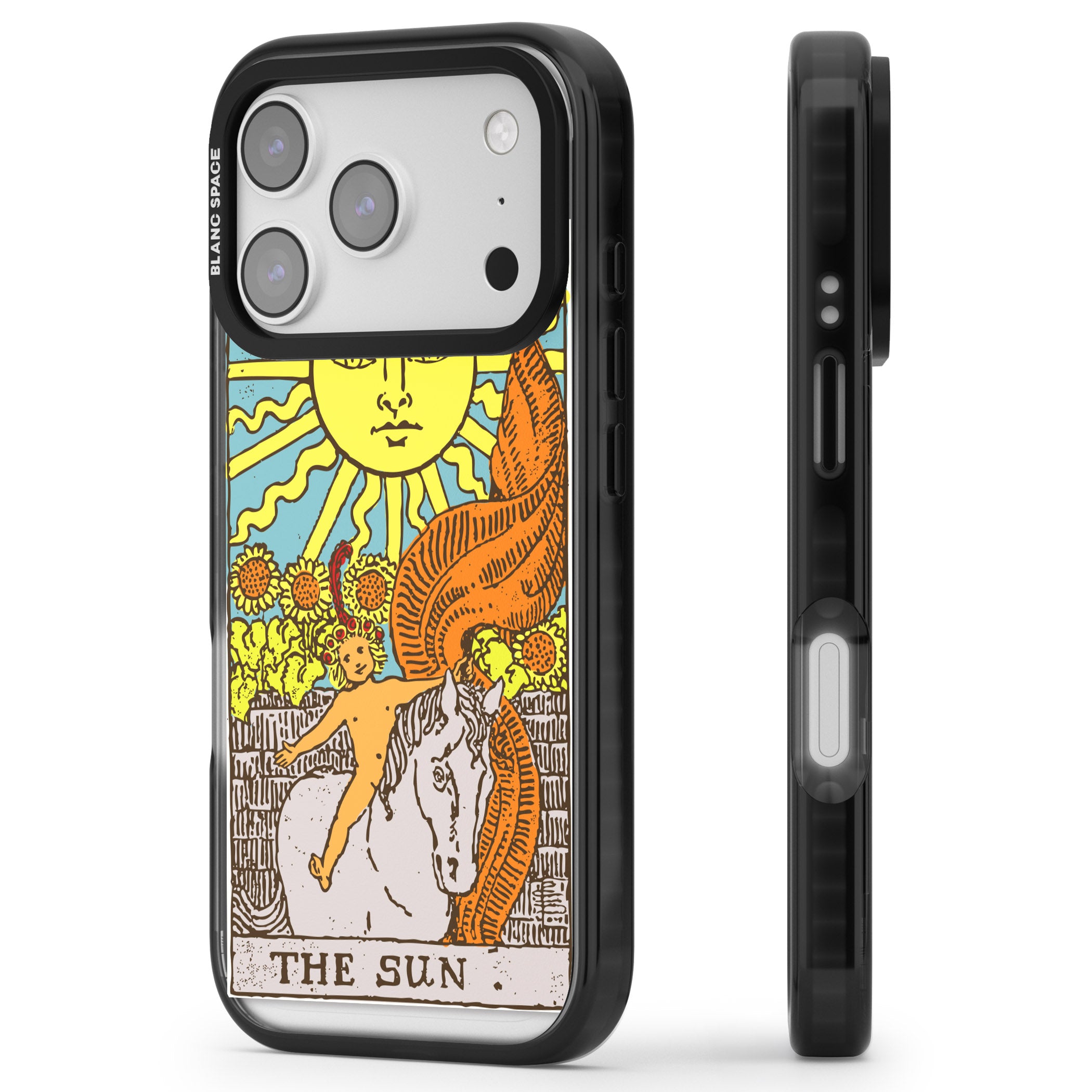 Personalised The Sun Tarot Card (Color) iPhone 17 Pro Impact Pro Black Phone Case Side Profile