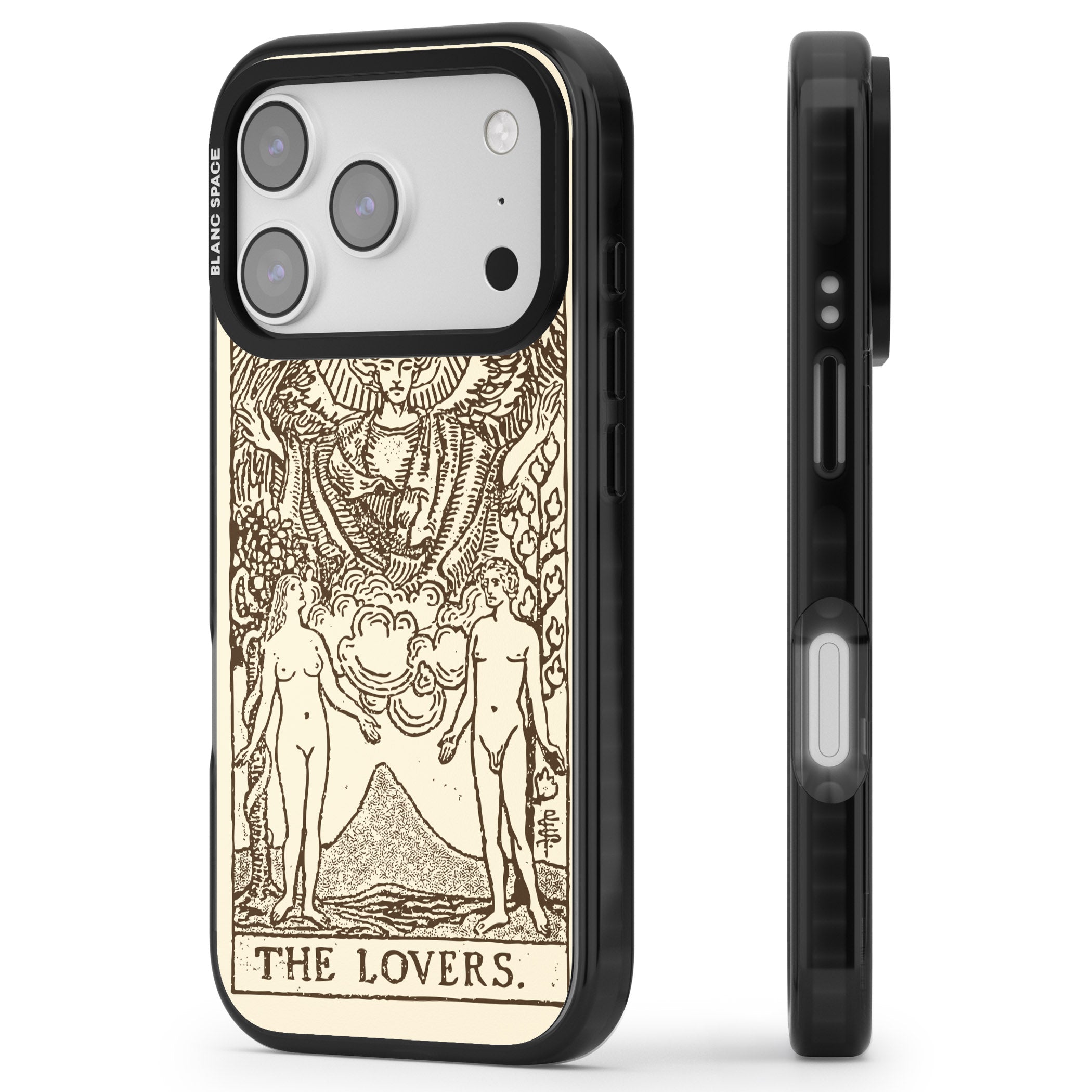 Personalised The Lovers Tarot Card (Cream) iPhone 17 Pro Impact Pro Black Phone Case Side Profile