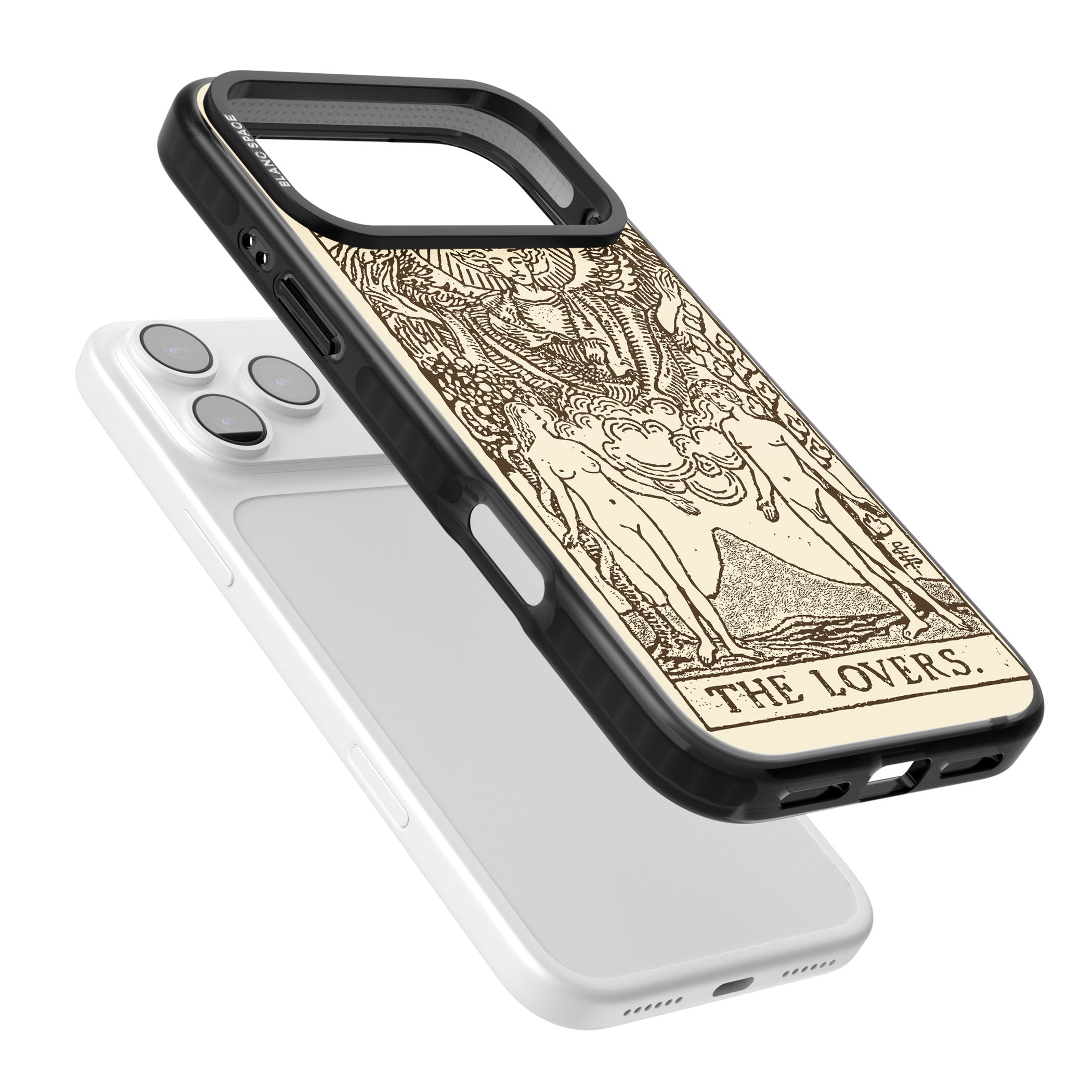 Personalised The Lovers Tarot Card (Cream) iPhone 17 Pro Impact Pro Black Phone Case Colours