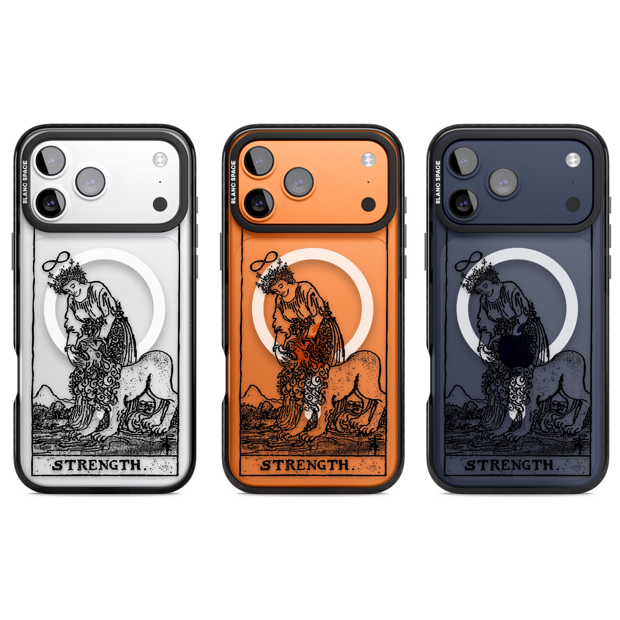 Personalised Strength Tarot Card (Clear) iPhone 17 Pro Impact Pro Black Phone Case APT Impact Protection