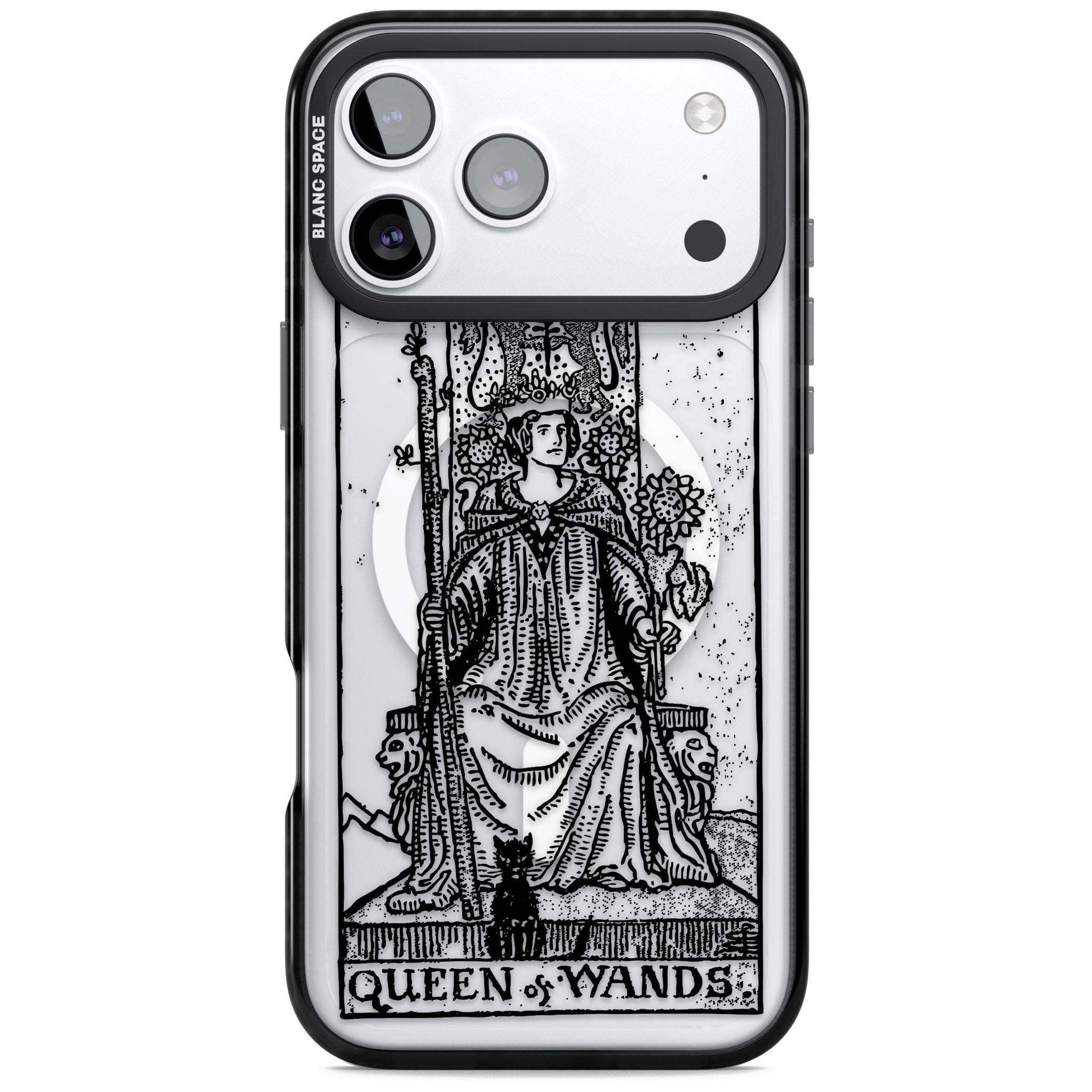 Personalised Queen Of Wands Tarot Card (Clear) iPhone 17 Pro Impact Pro Black Phone Case