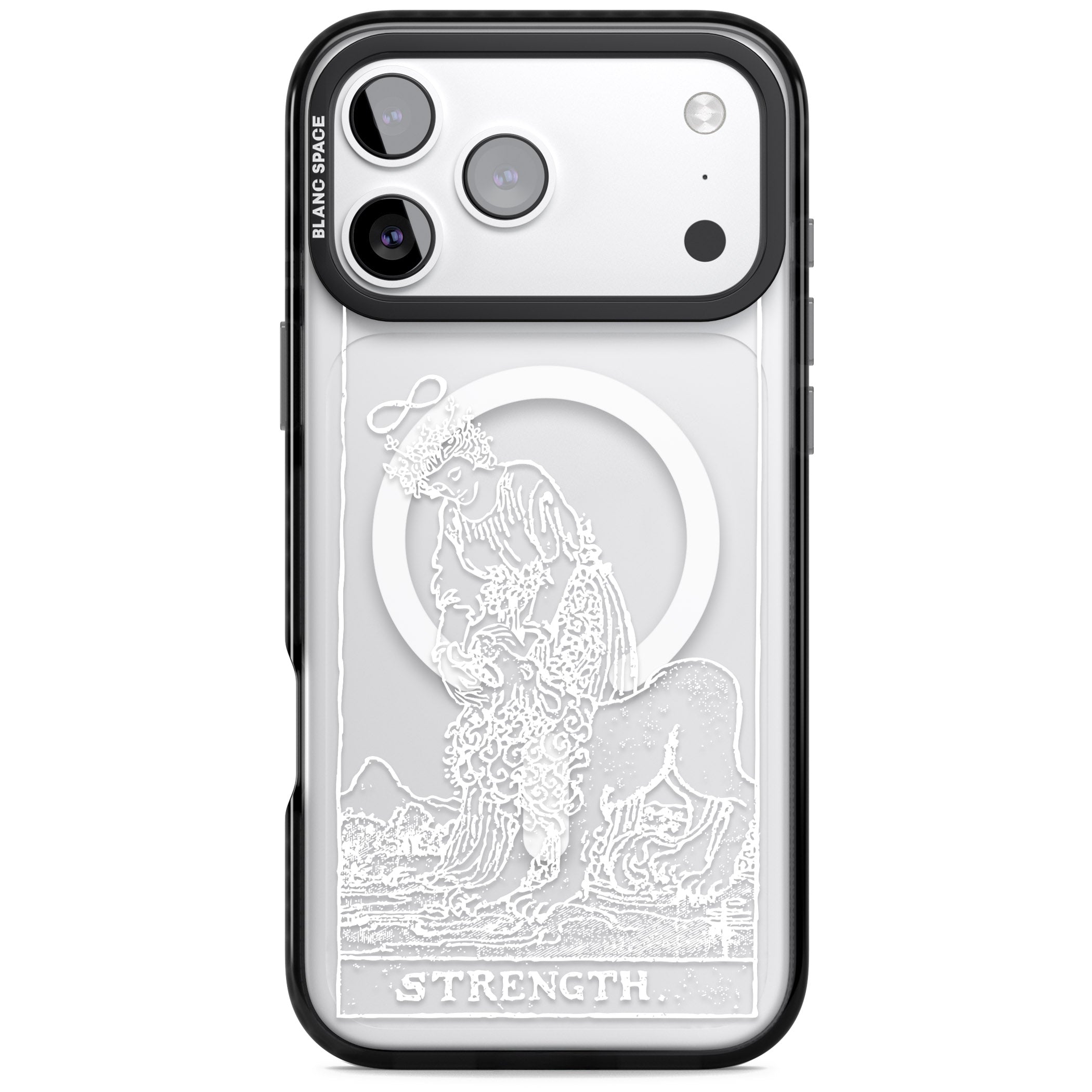 Personalised Strength Tarot Card (White) iPhone 17 Pro Impact Pro Black Phone Case