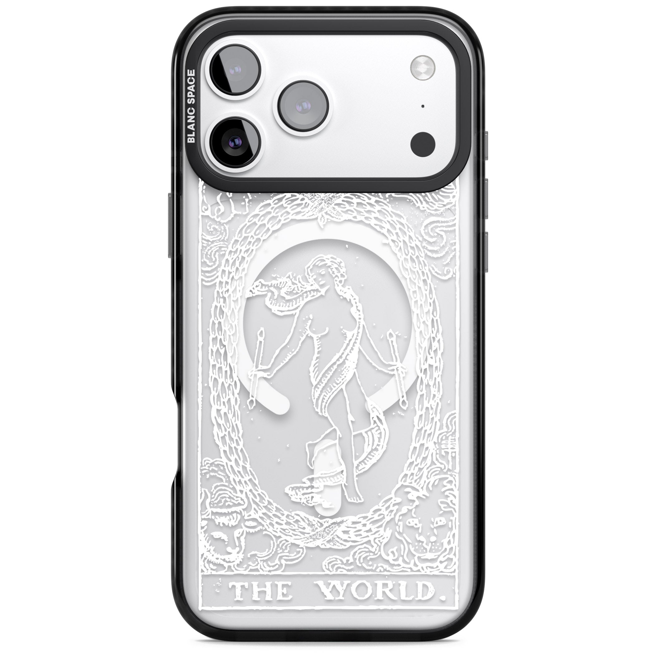Personalised The World Tarot Card (White) iPhone 17 Pro Impact Pro Black Phone Case