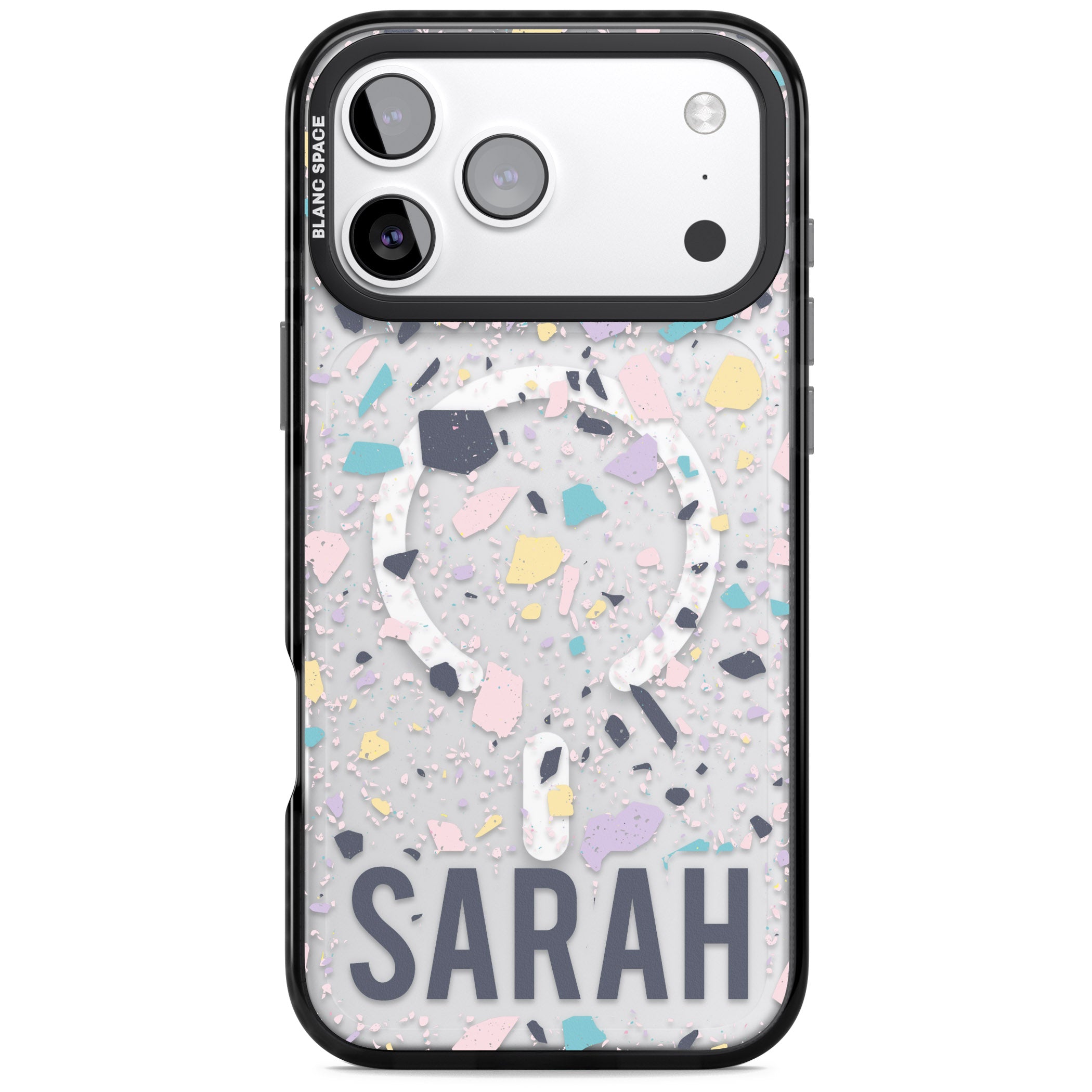 Personalised Pastel Terrazzo iPhone 17 Pro Impact Pro Black Phone Case