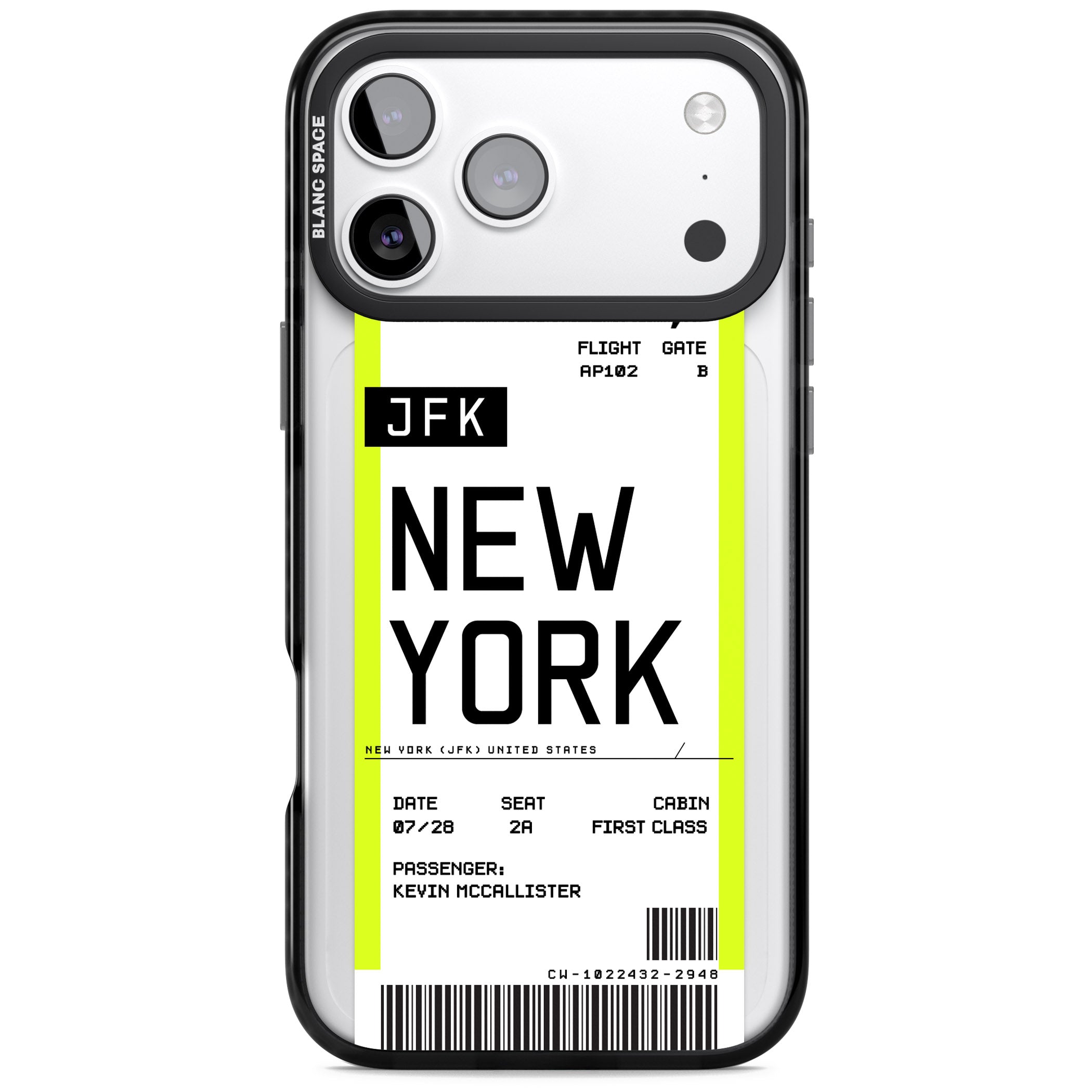 Personalised New York Boarding Pass iPhone 17 Pro Impact Pro Black Phone Case