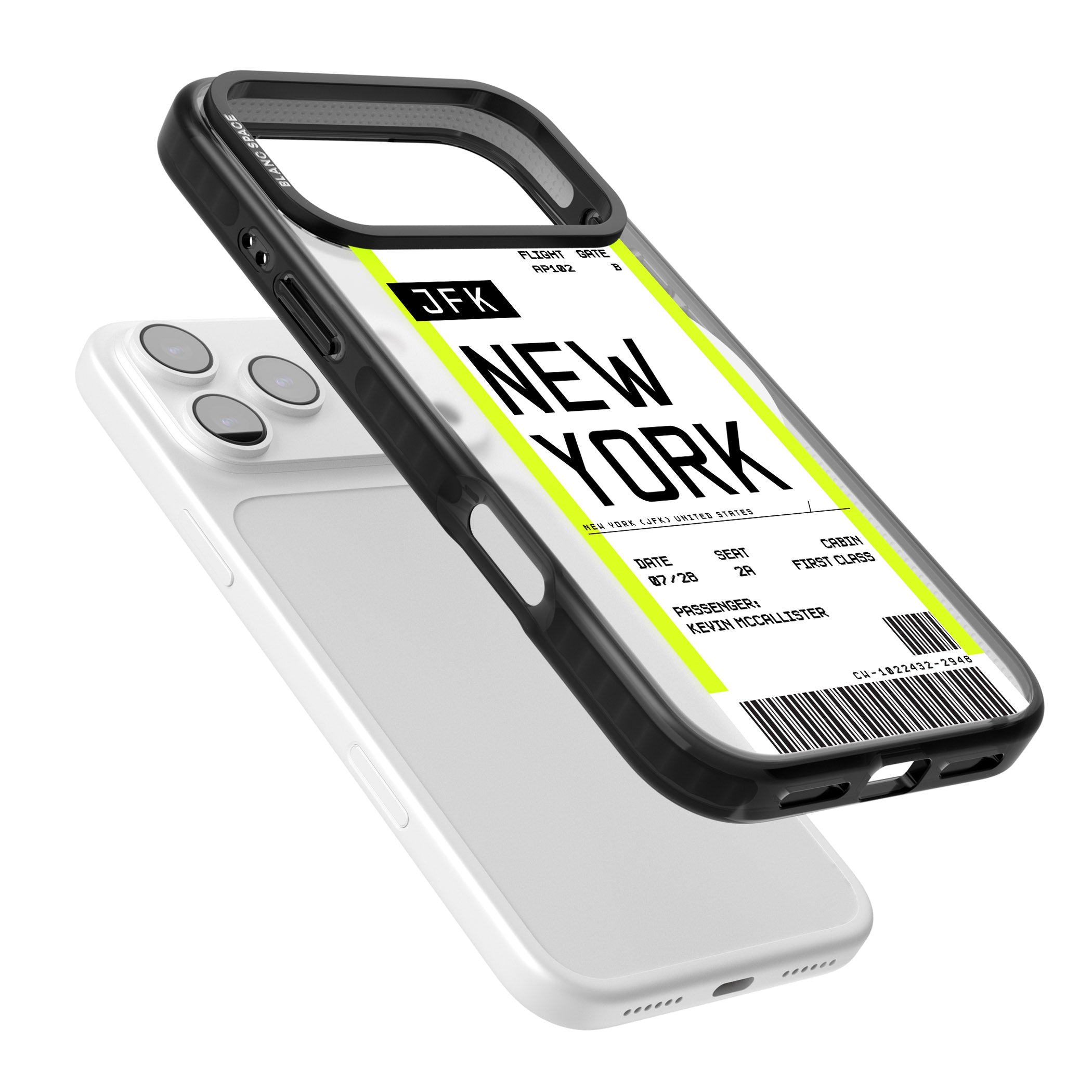 Personalised New York Boarding Pass iPhone 17 Pro Impact Pro Black Phone Case Colours
