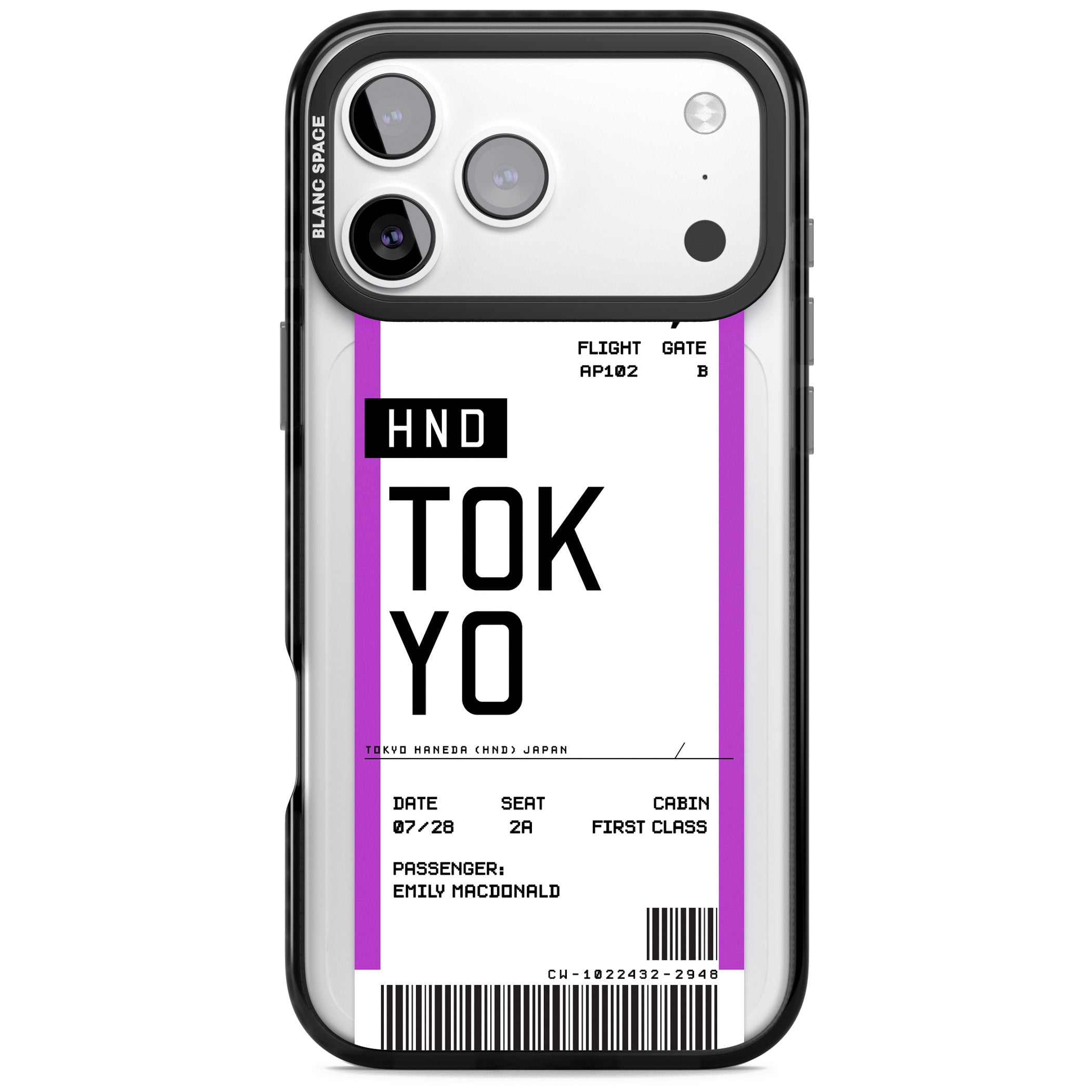 Personalised Tokyo Boarding Pass iPhone 17 Pro Impact Pro Black Phone Case