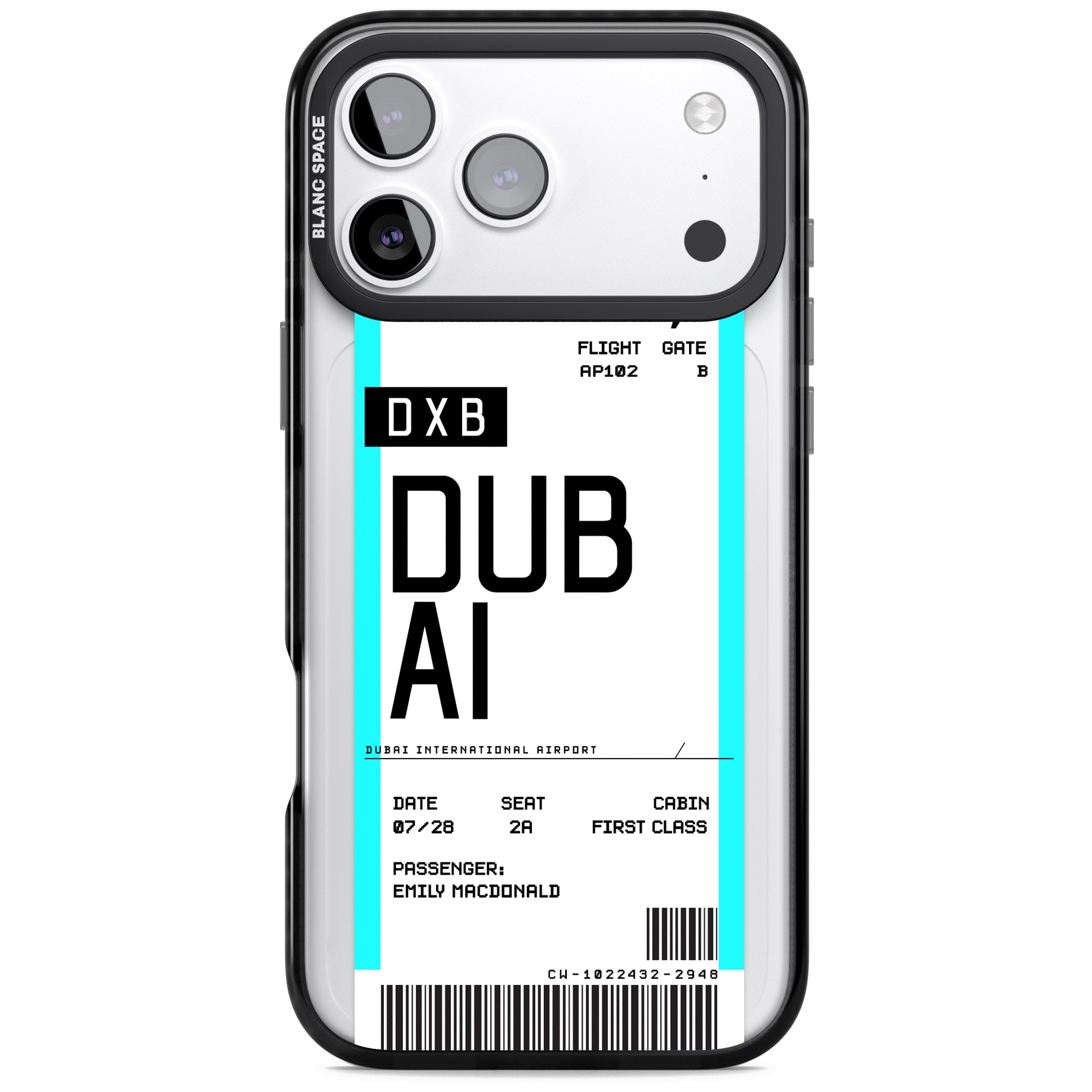 Personalised Dubai Boarding Pass iPhone 17 Pro Impact Pro Black Phone Case