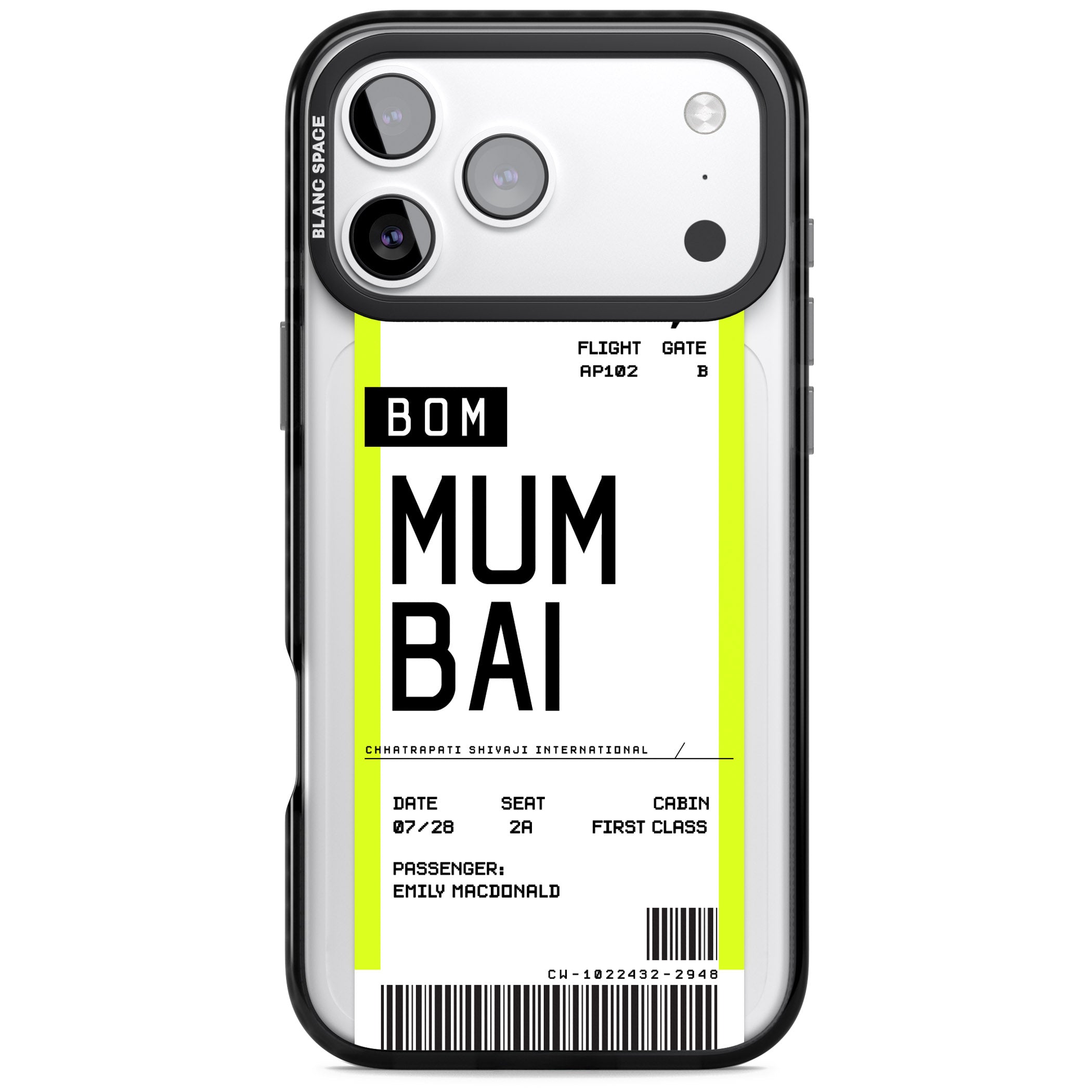 Personalised Mumbai Boarding Pass iPhone 17 Pro Impact Pro Black Phone Case