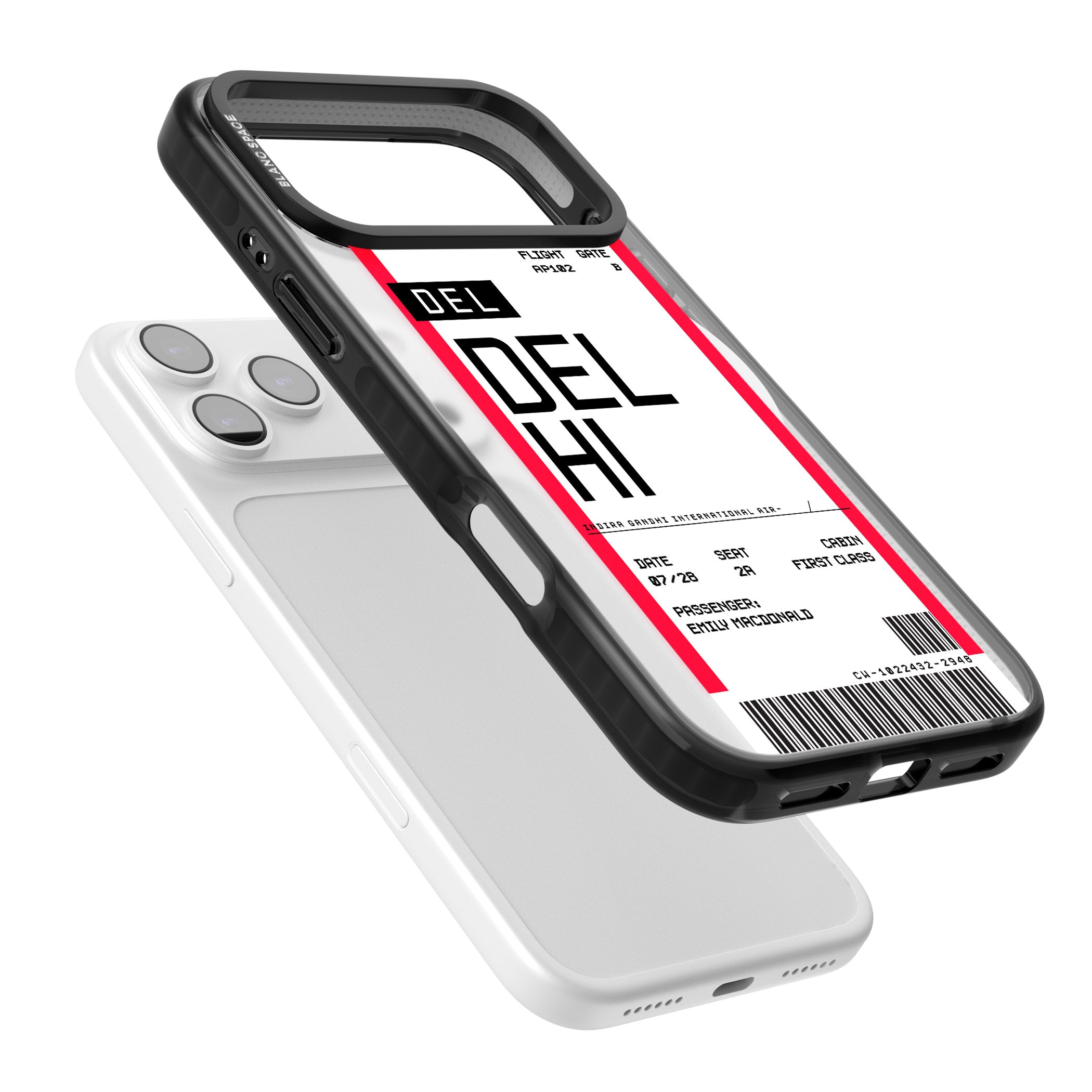 Personalised Delhi Boarding Pass iPhone 17 Pro Impact Pro Black Phone Case Colours