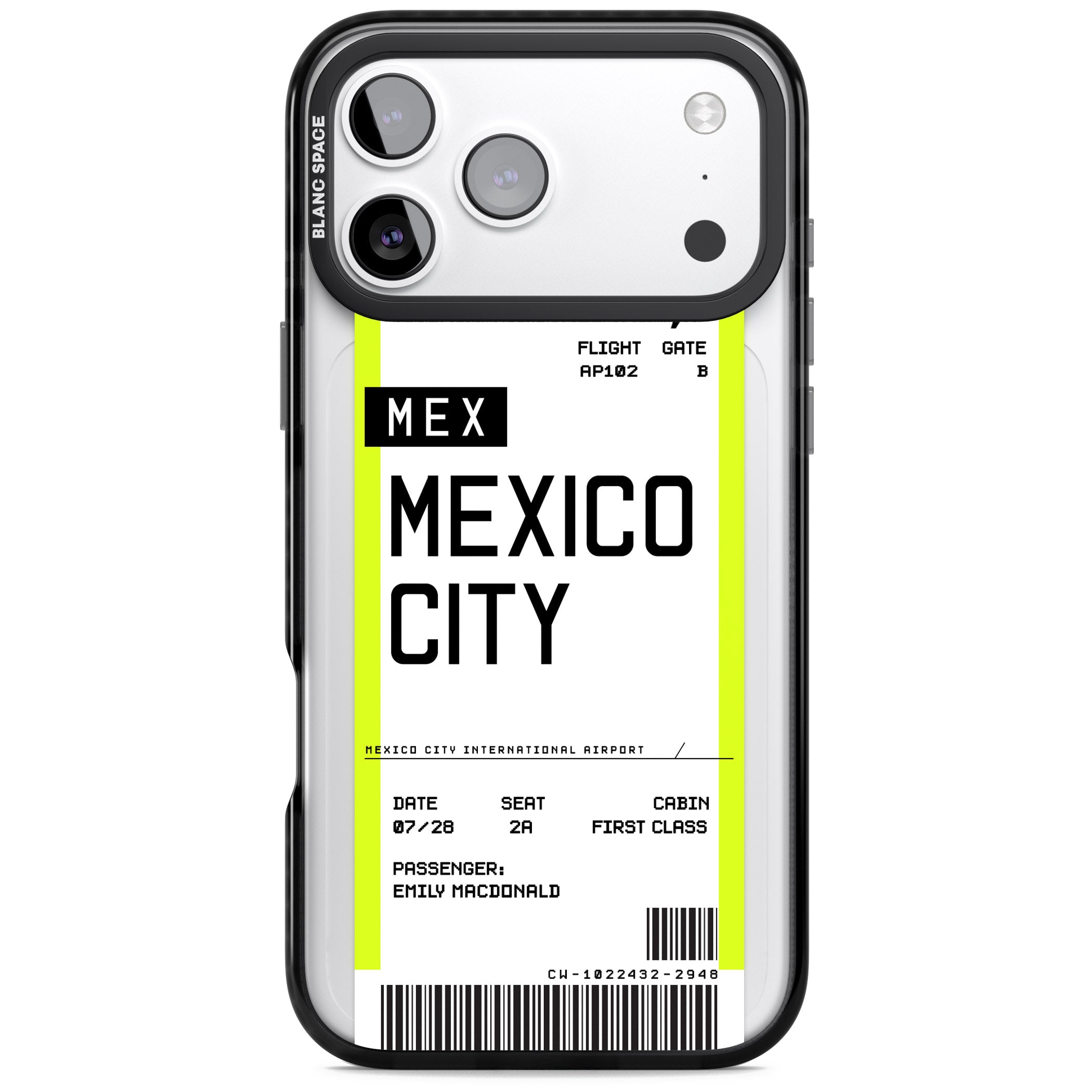 Personalised Mexico City Boarding Pass iPhone 17 Pro Impact Pro Black Phone Case