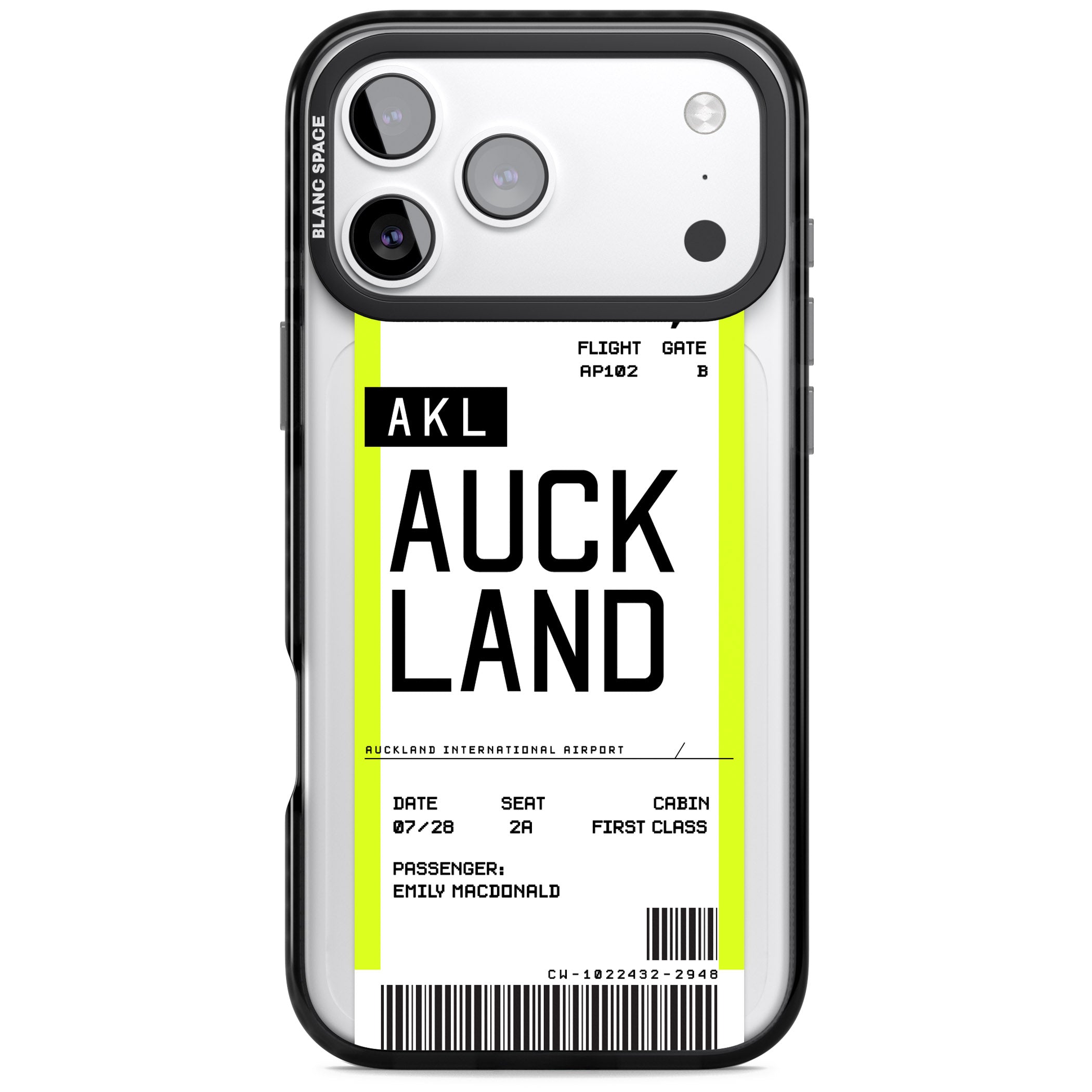 Personalised Auckland Boarding Pass iPhone 17 Pro Impact Pro Black Phone Case