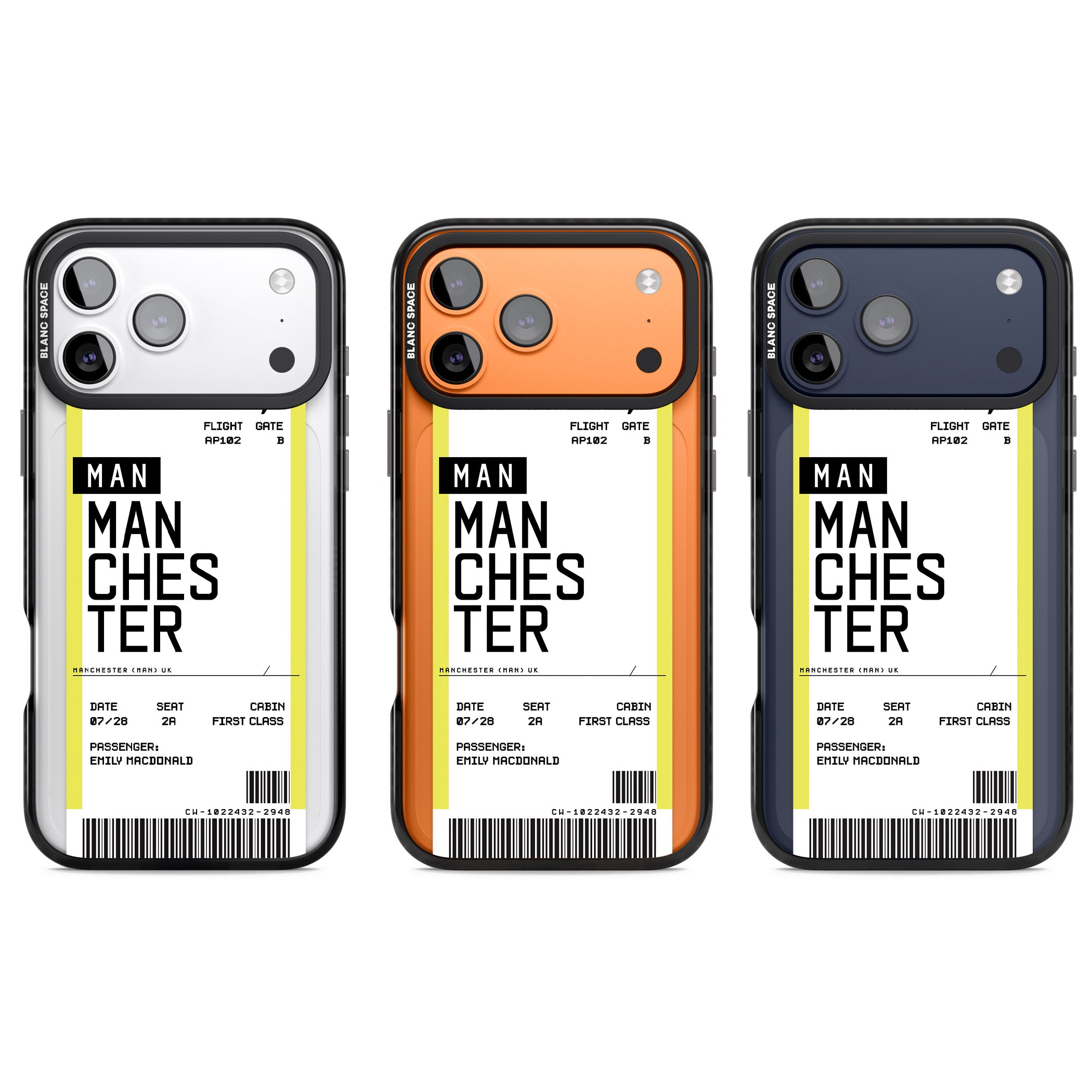 Personalised Manchester Boarding Pass iPhone 17 Pro Impact Pro Black Phone Case APT Impact Protection