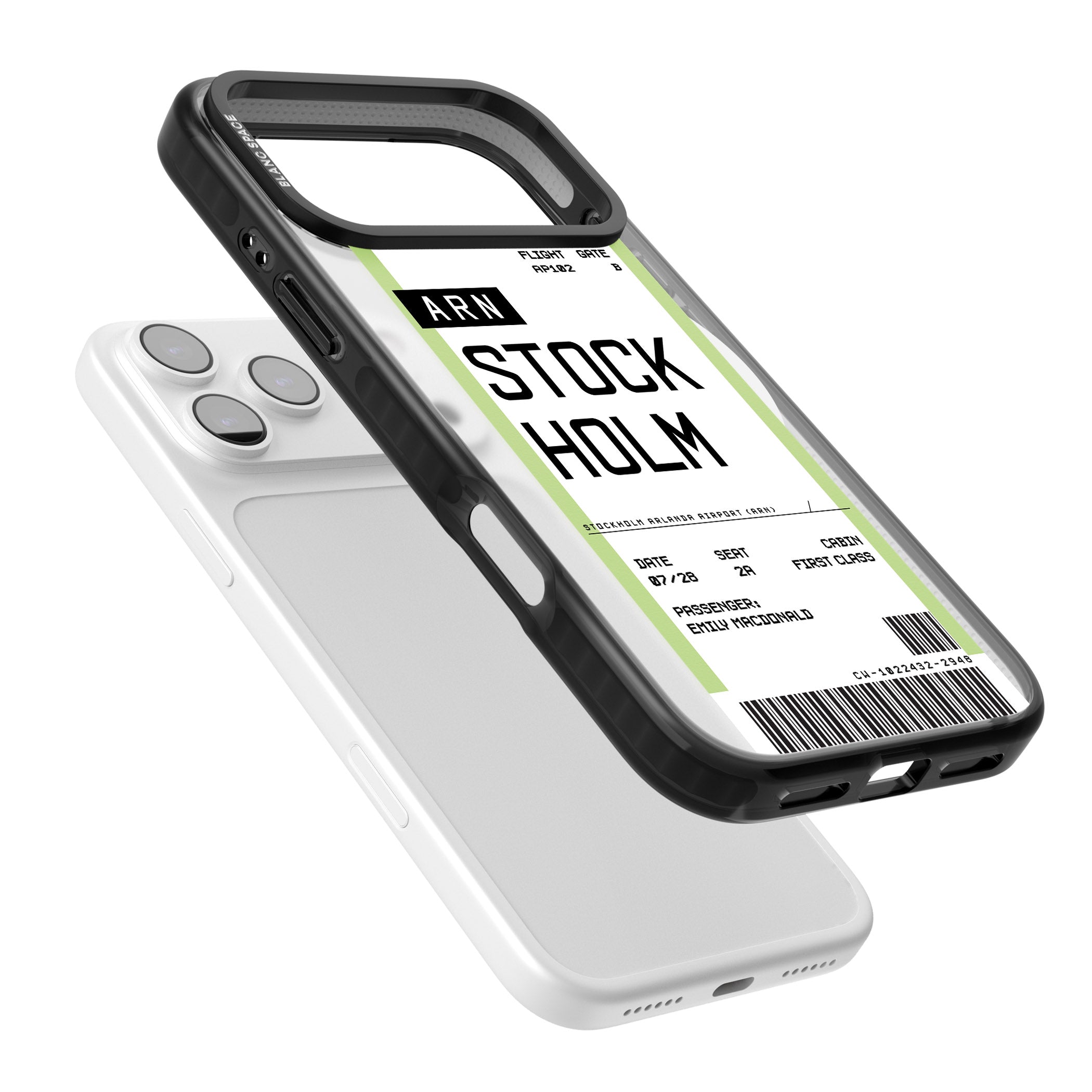 Personalised Stockholm Boarding Pass iPhone 17 Pro Impact Pro Black Phone Case Colours
