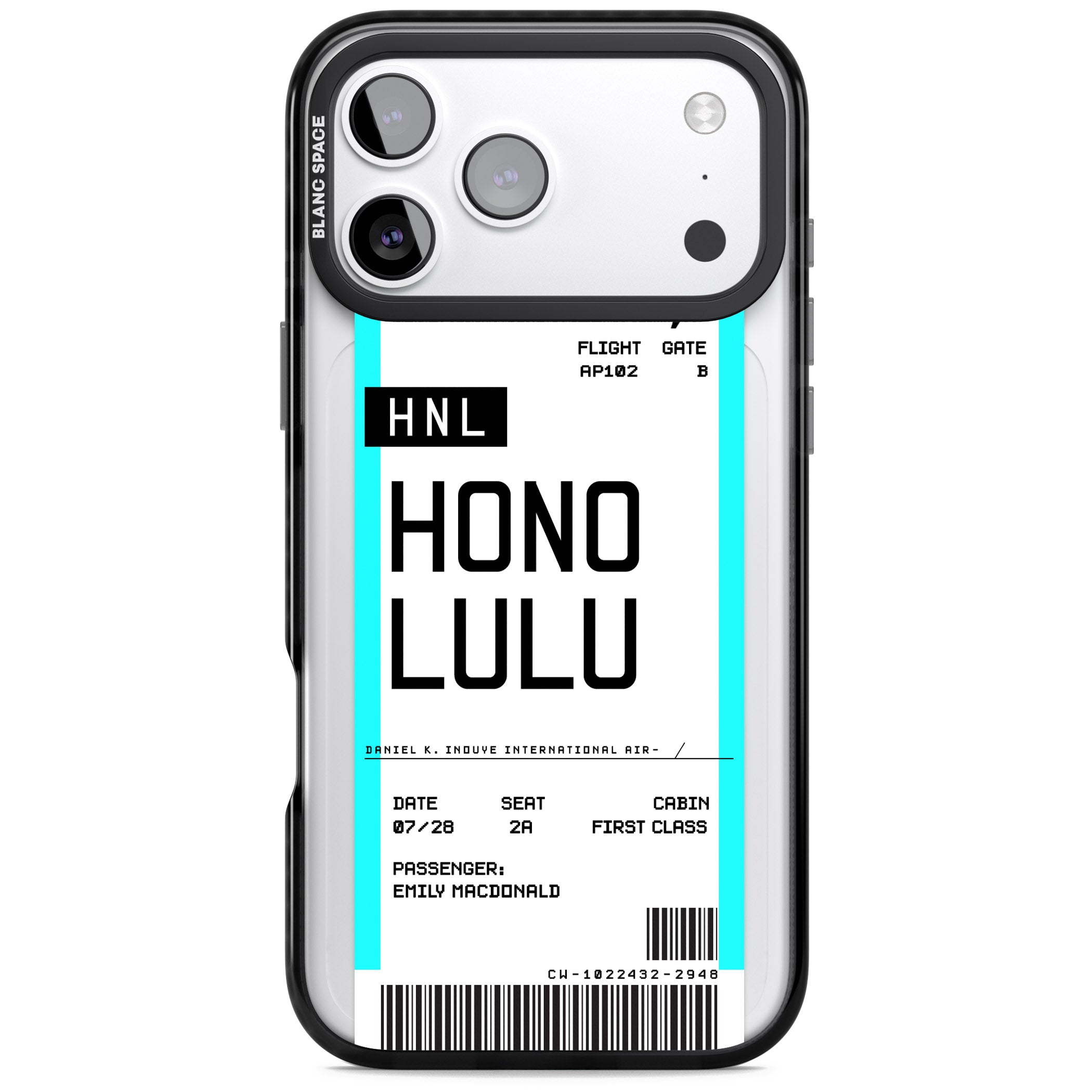 Personalised Honolulu Boarding Pass iPhone 17 Pro Impact Pro Black Phone Case