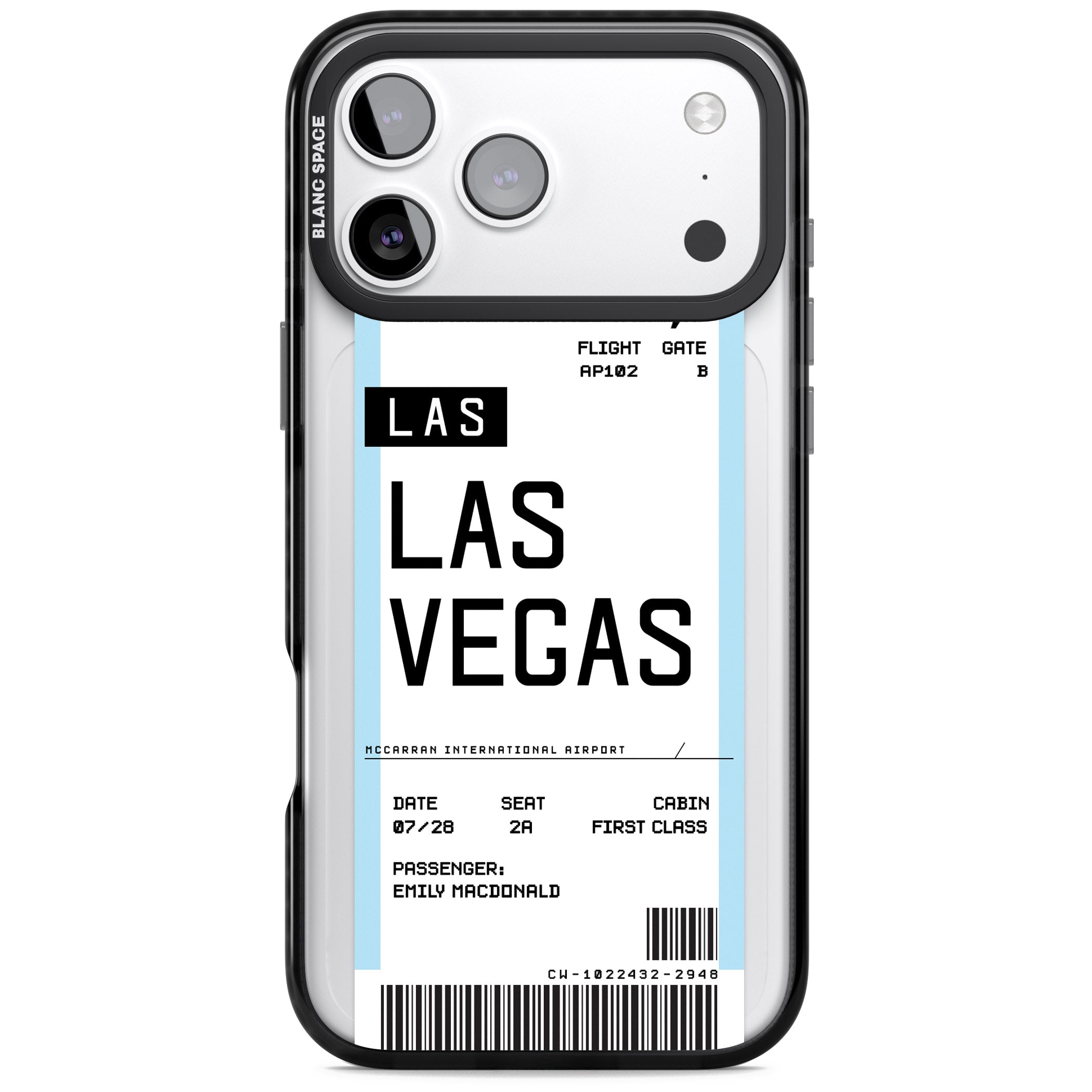 Personalised Las Vegas Boarding Pass iPhone 17 Pro Impact Pro Black Phone Case