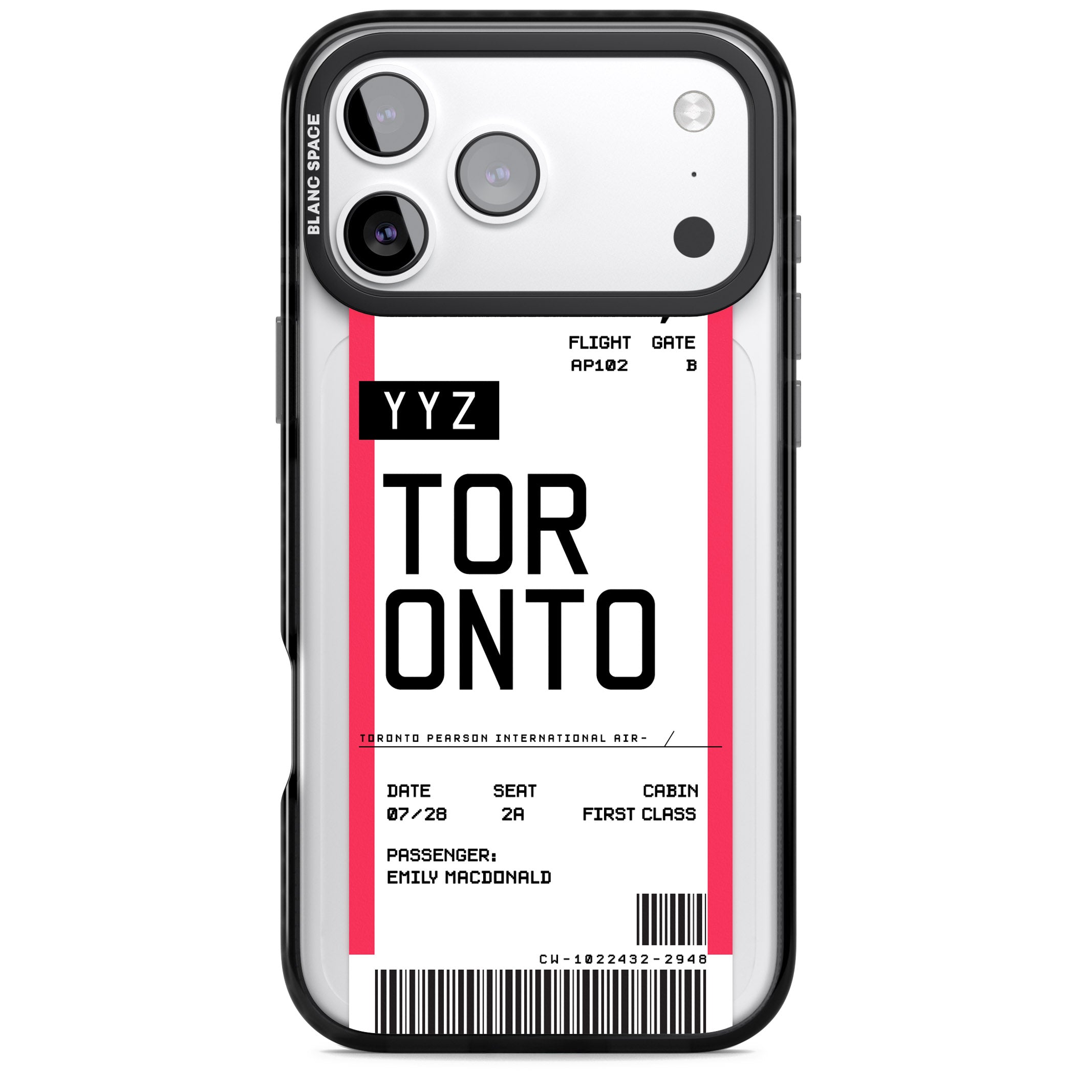 Personalised Toronto Boarding Pass iPhone 17 Pro Impact Pro Black Phone Case
