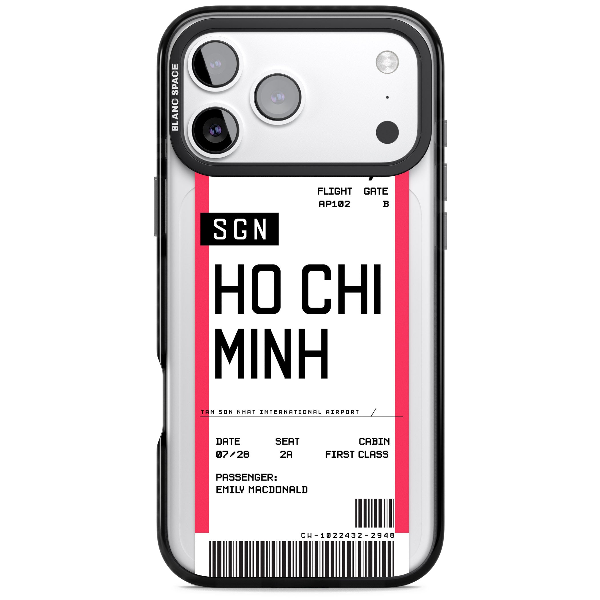 Personalised Ho Chi Minh Boarding Pass iPhone 17 Pro Impact Pro Black Phone Case