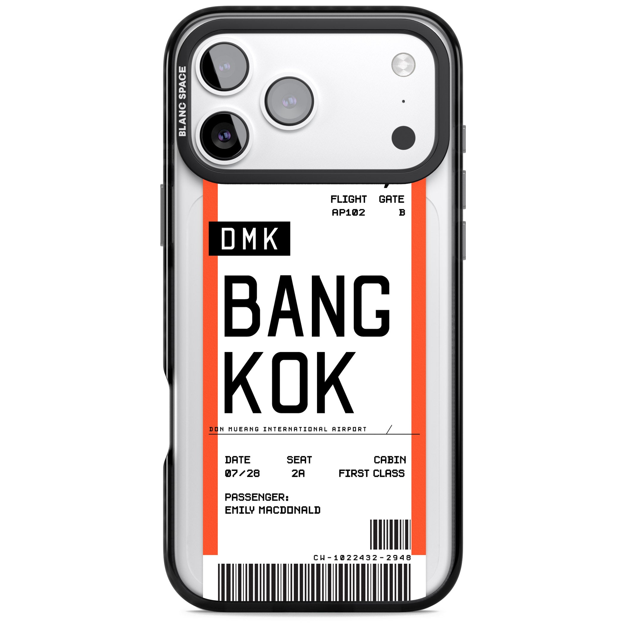 Personalised Bangkok Boarding Pass iPhone 17 Pro Impact Pro Black Phone Case