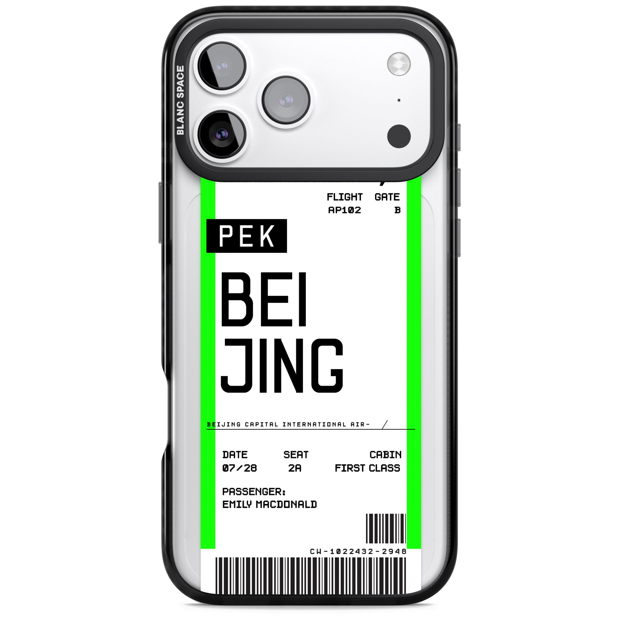 Personalised Beijing Boarding Pass iPhone 17 Pro Impact Pro Black Phone Case