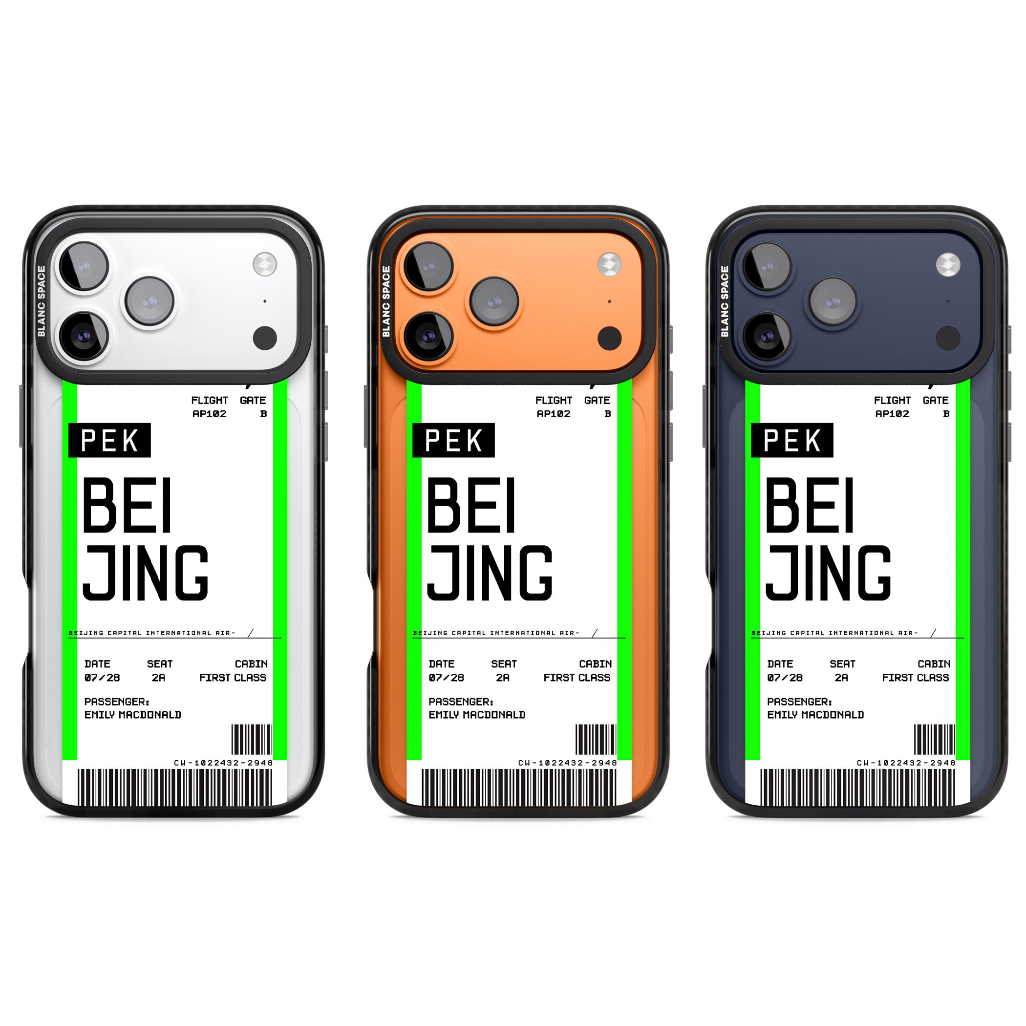 Personalised Beijing Boarding Pass iPhone 17 Pro Impact Pro Black Phone Case APT Impact Protection