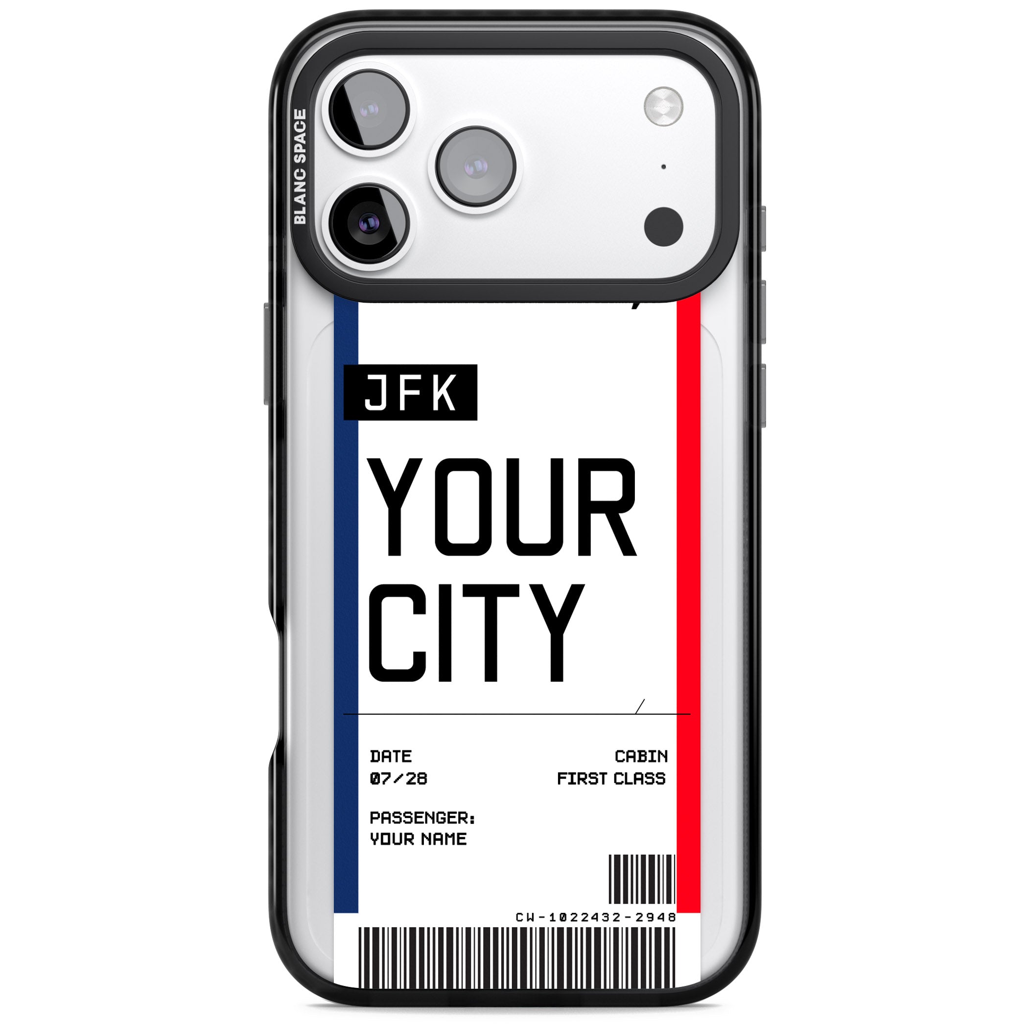 Personalised Create Your Own Boarding Pass Ticket iPhone 17 Pro Impact Pro Black Phone Case