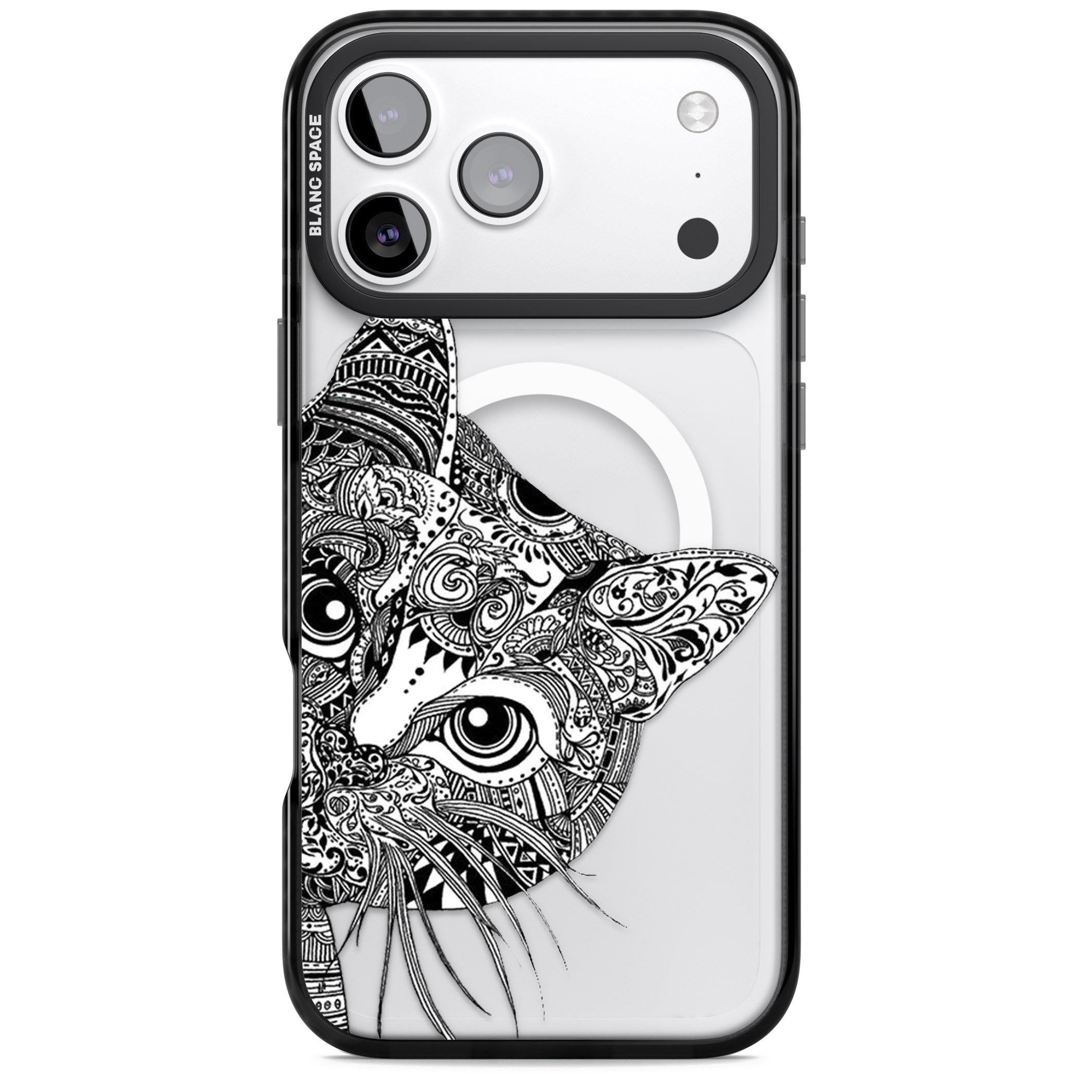 Henna Cat iPhone 17 Pro Impact Pro Black Phone Case