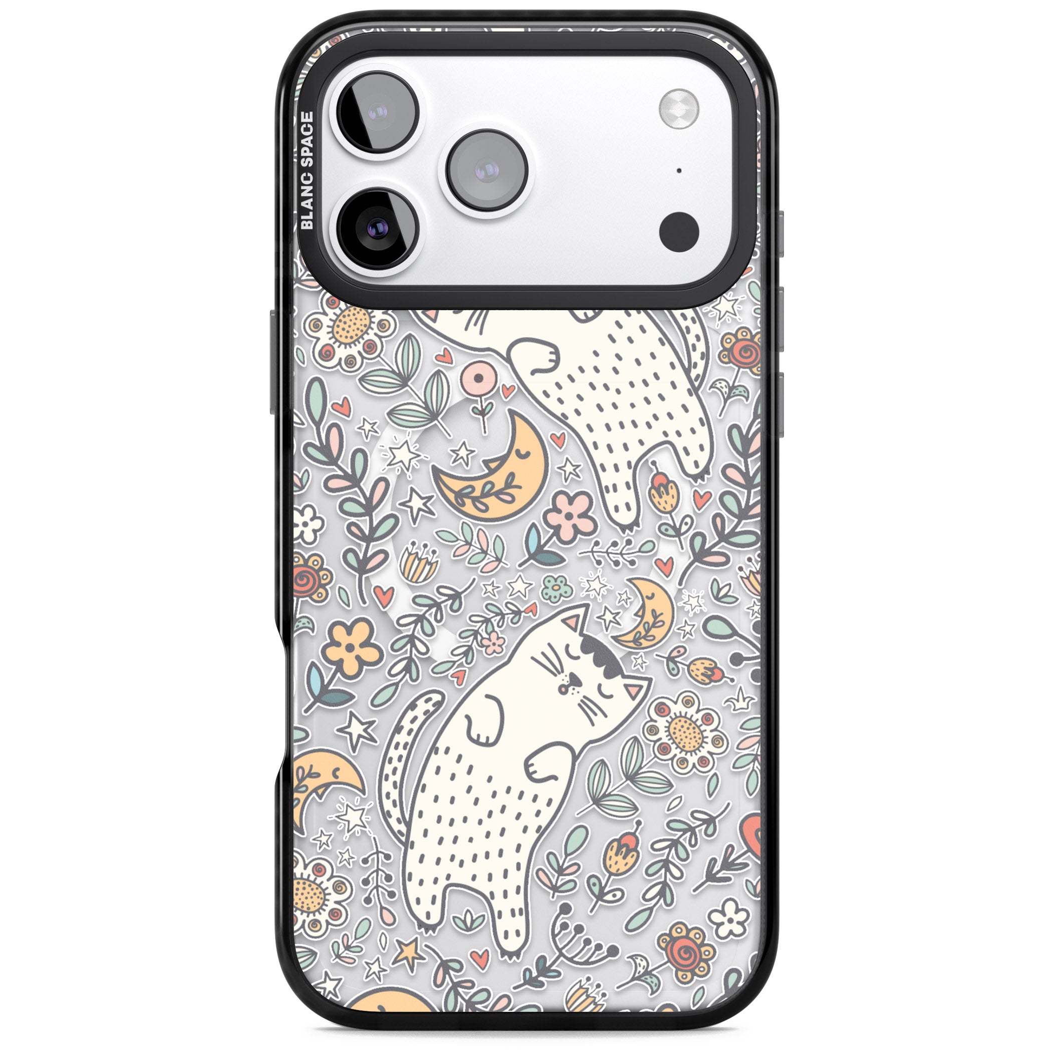 Sleeping Cat Pattern iPhone 17 Pro Impact Pro Black Phone Case