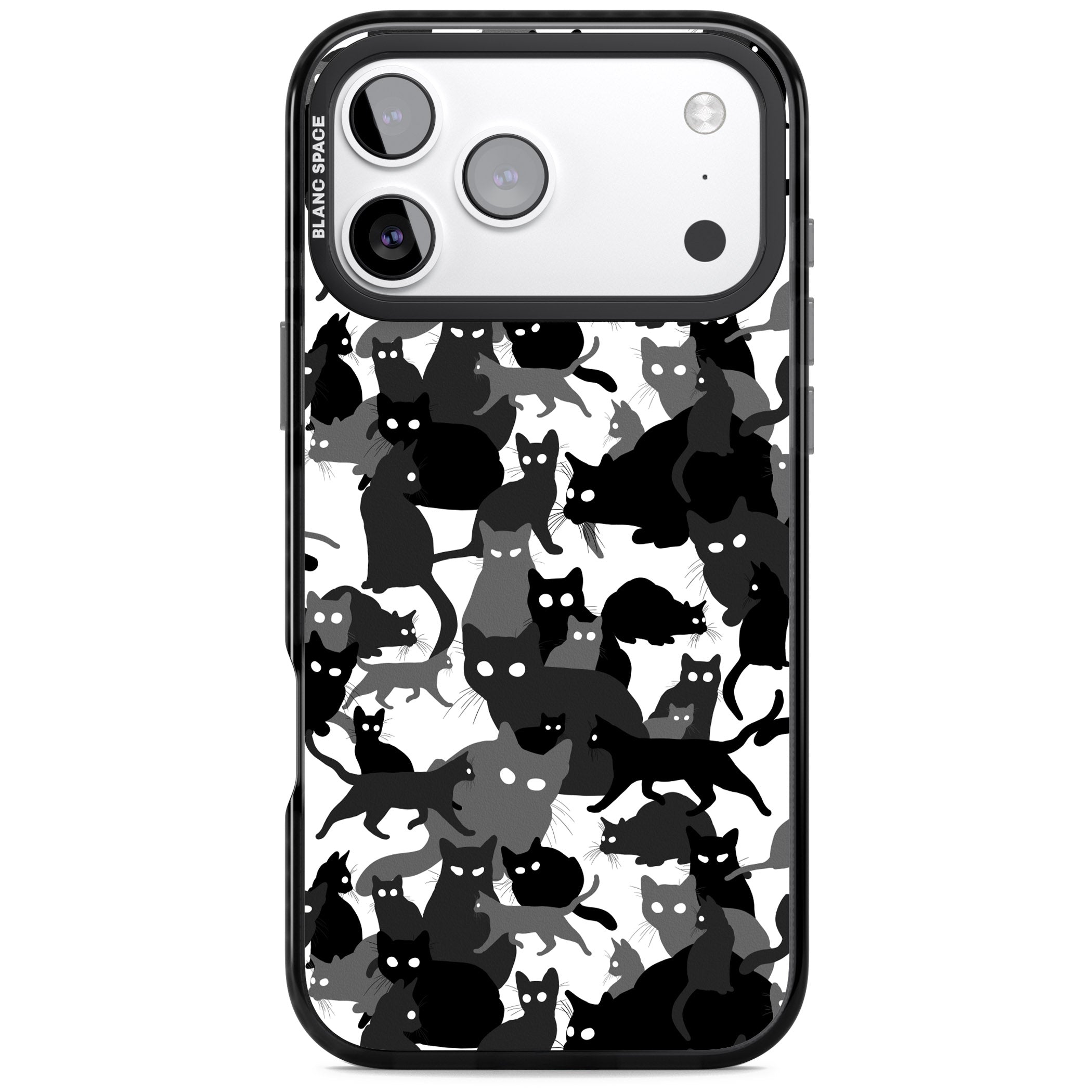Black & White Cat Camouflage iPhone 17 Pro Impact Pro Black Phone Case