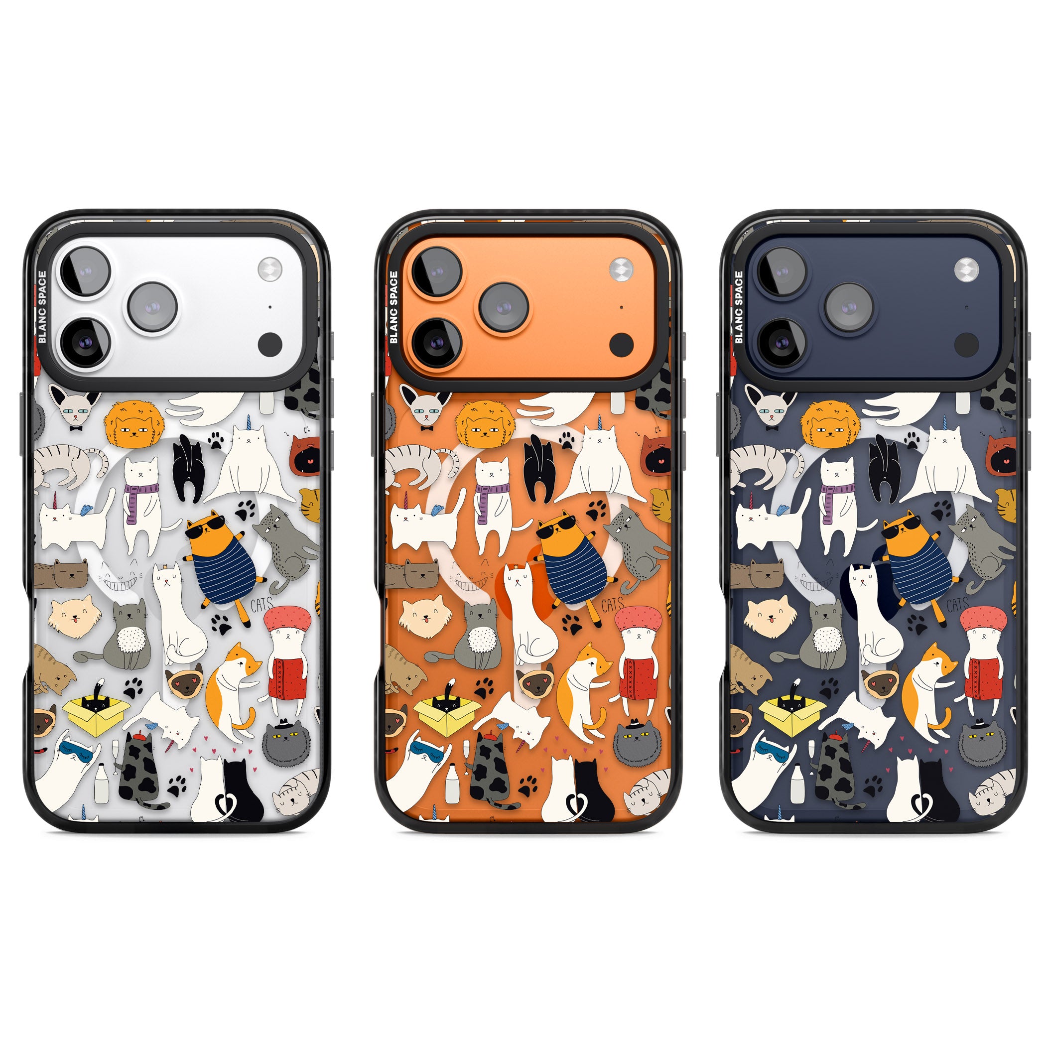 Cartoon Cat Collage iPhone 17 Pro Impact Pro Black Phone Case APT Impact Protection