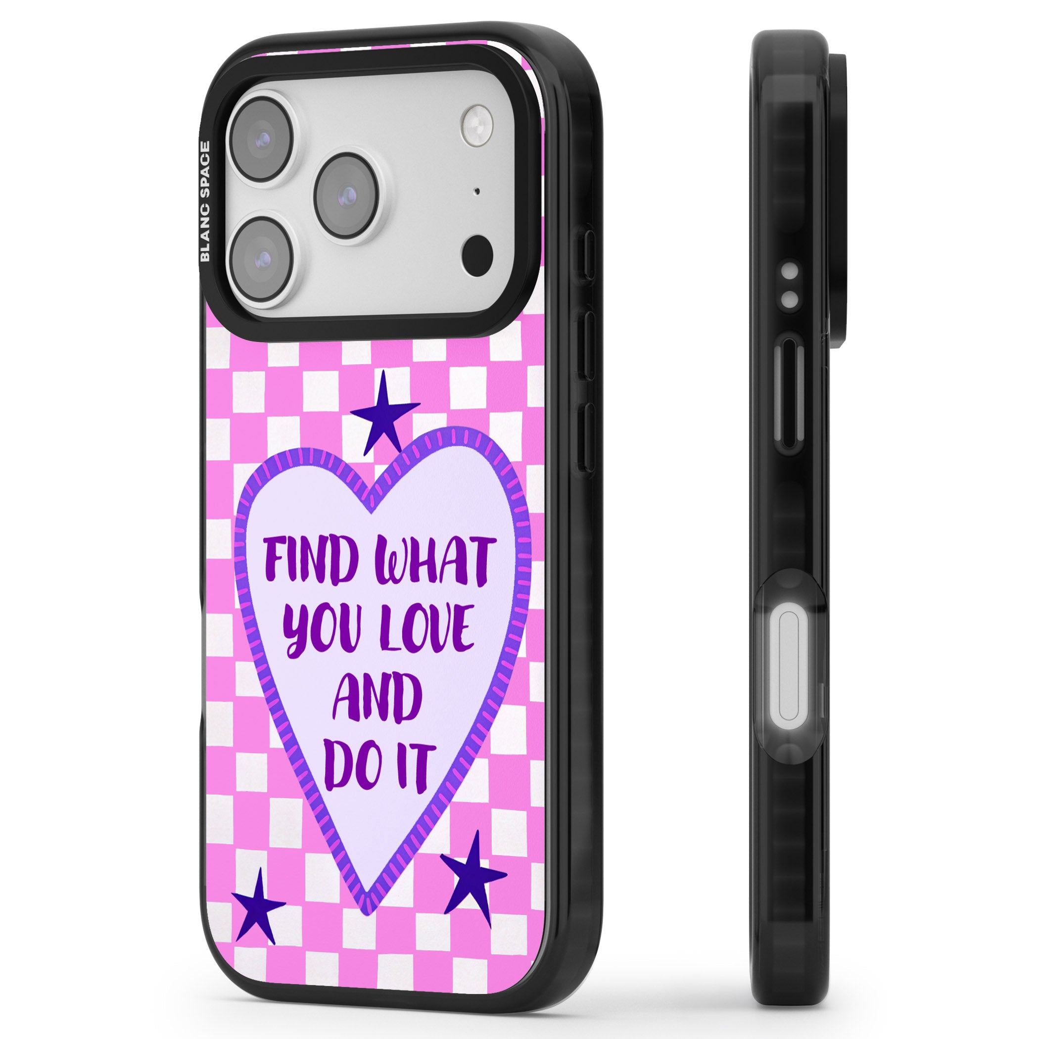 Find What You Love iPhone 17 Pro Impact Pro Black Phone Case Side Profile