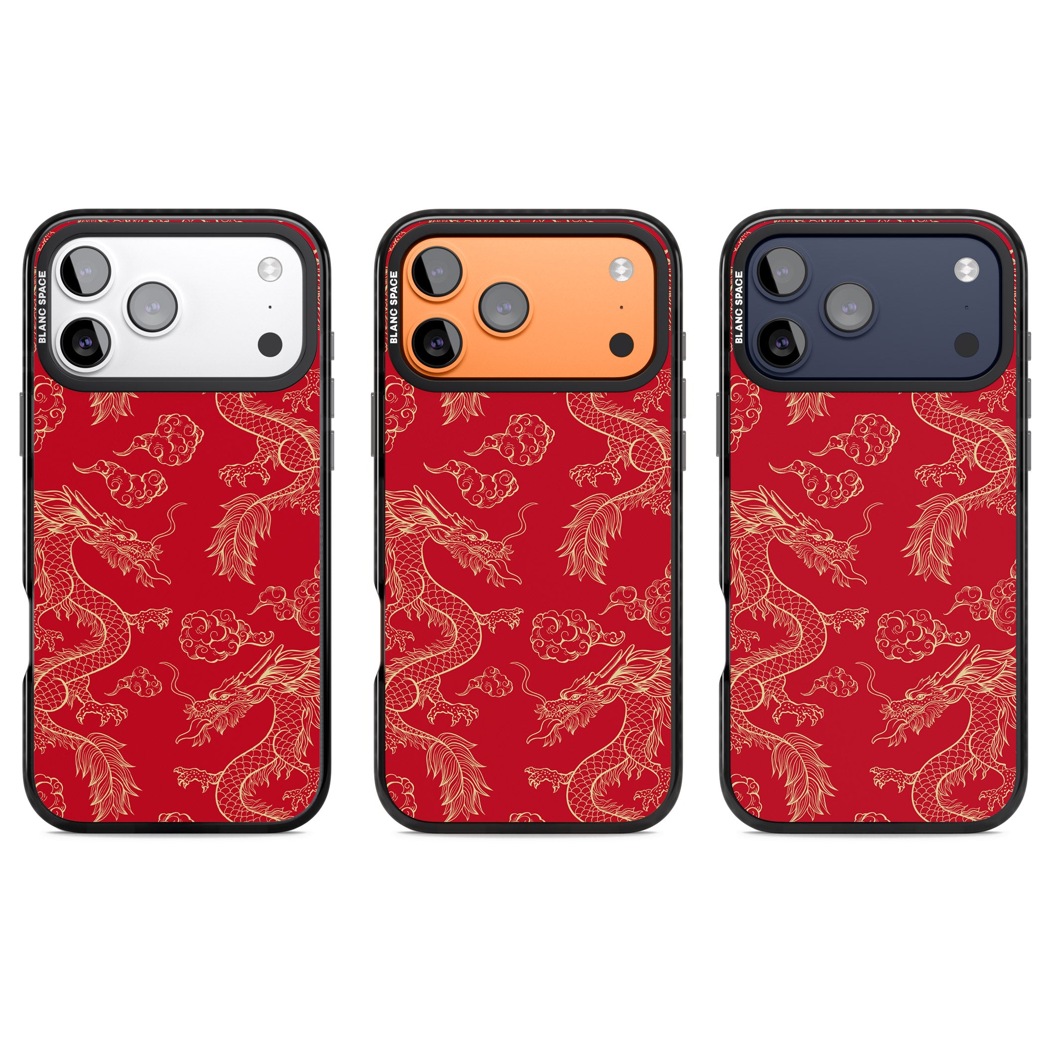 Red And Gold Dragon Pattern iPhone 17 Pro Impact Pro Black Phone Case APT Impact Protection