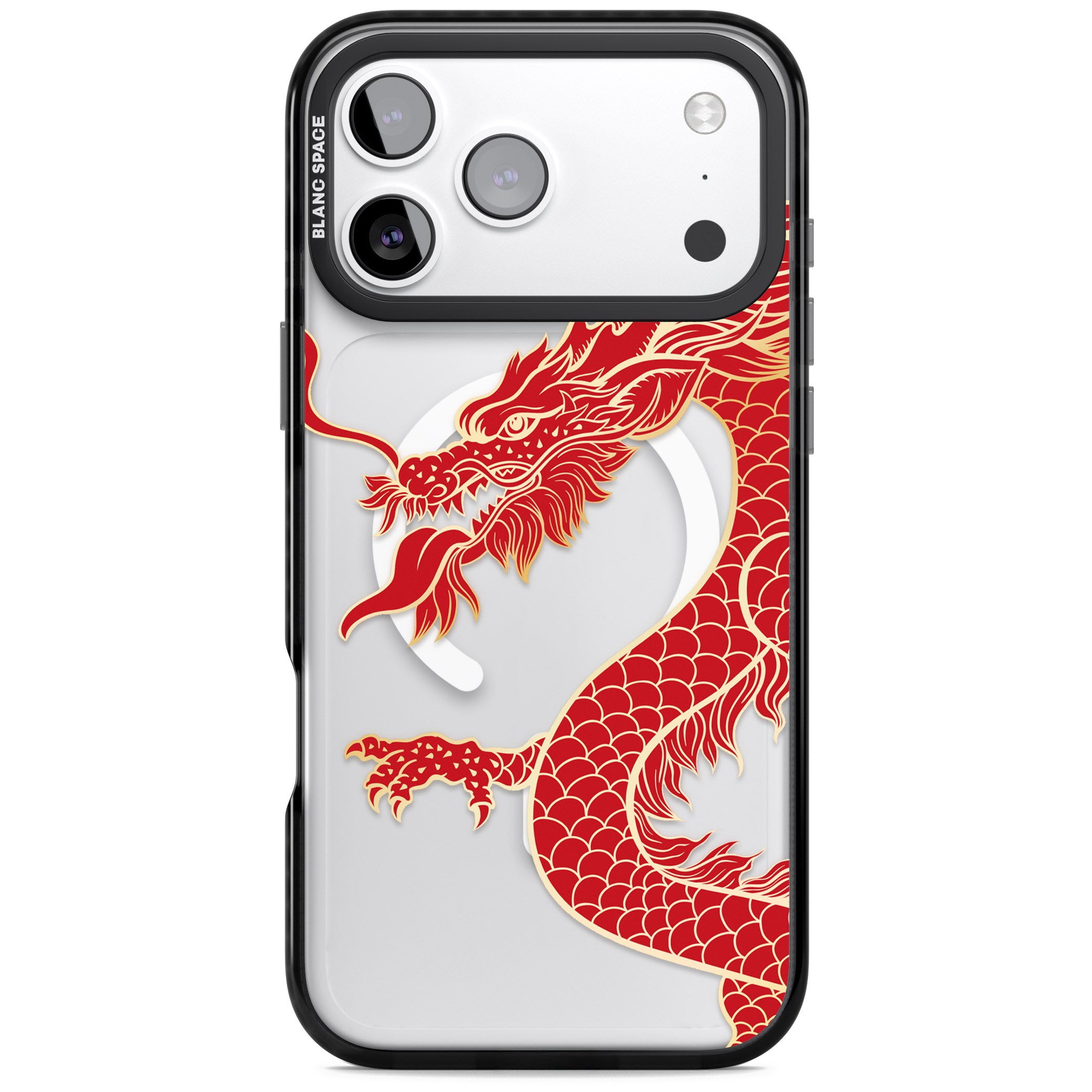 Large Red Dragon iPhone 17 Pro Impact Pro Black Phone Case