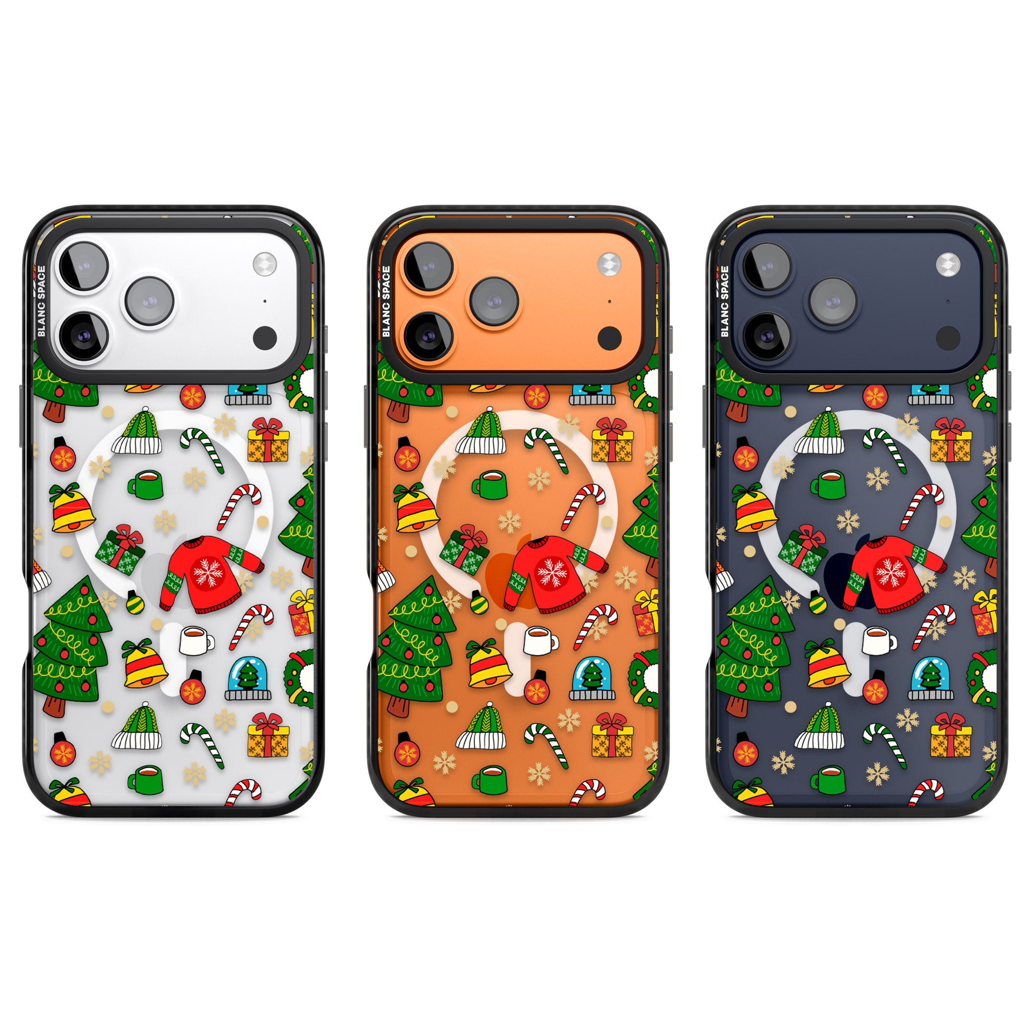 Christmas Mixture Pattern iPhone 17 Pro Impact Pro Black Phone Case APT Impact Protection