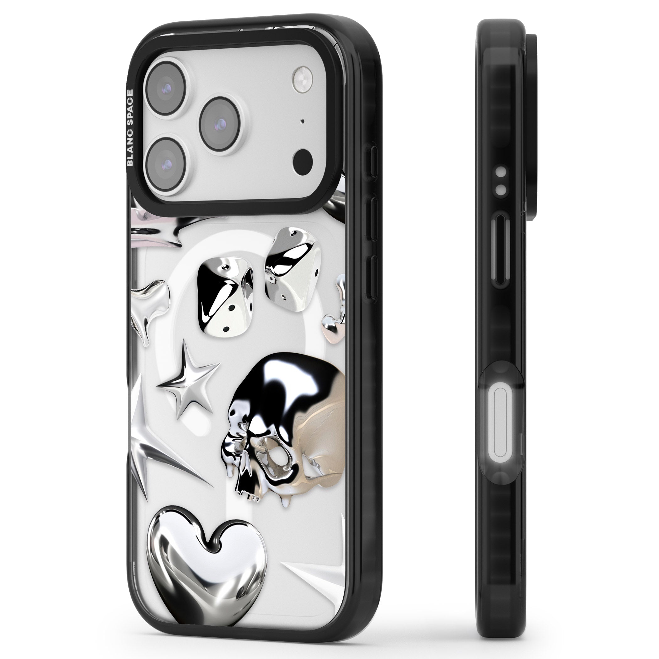 Chromed iPhone 17 Pro Impact Pro Black Phone Case Side Profile